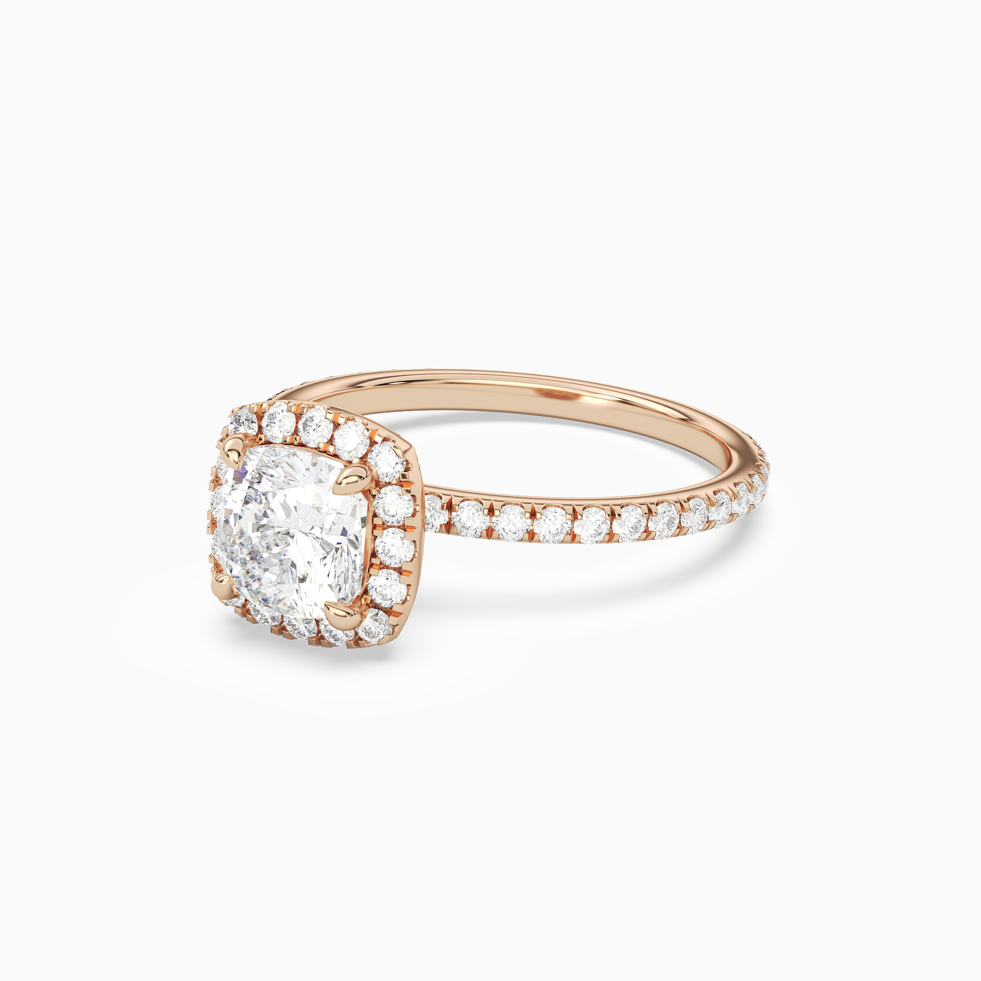 Cushion Scalloped Halo Pavé in 14K Rose Gold top angle