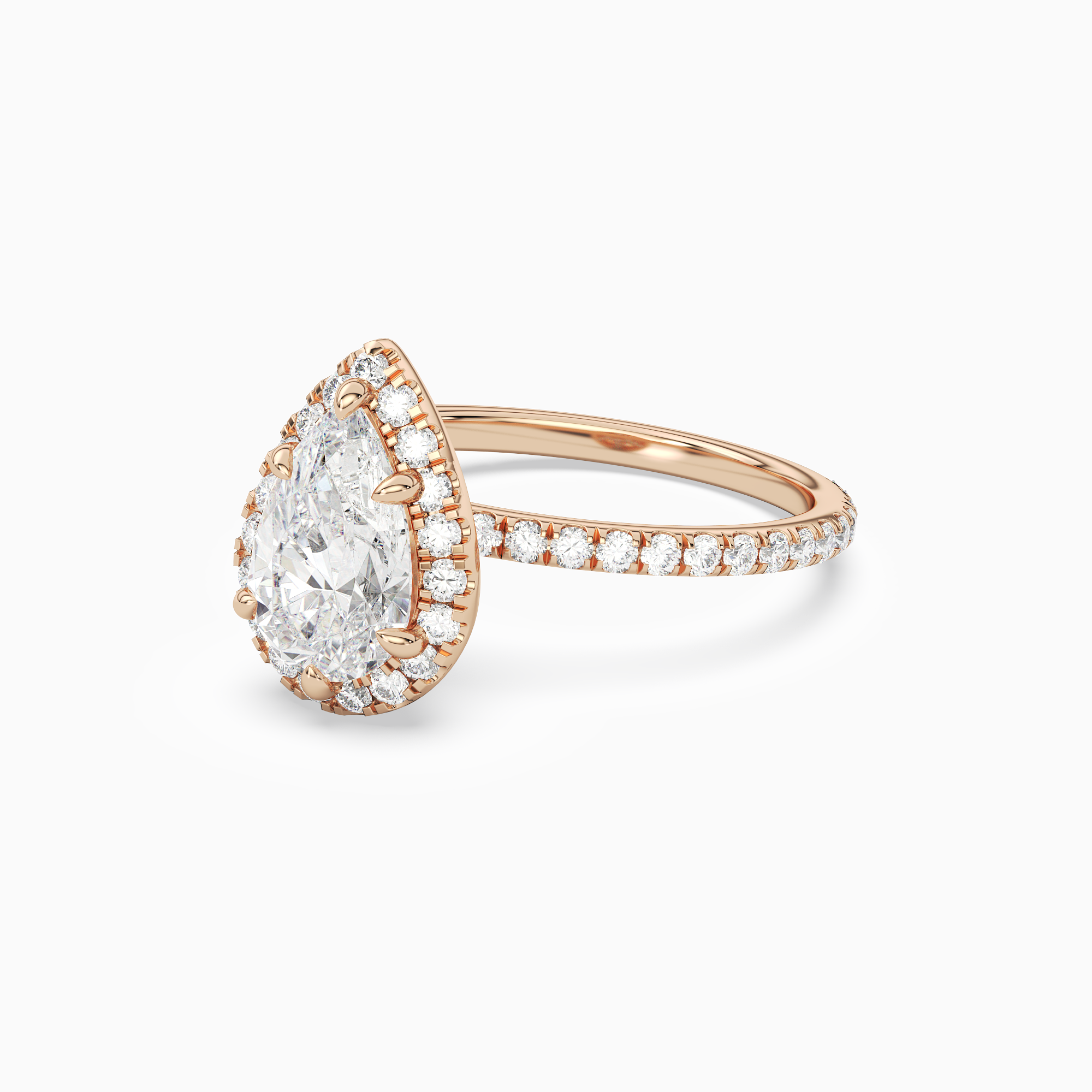 Pear Scalloped Halo Pavé in 14K Rose Gold top angle