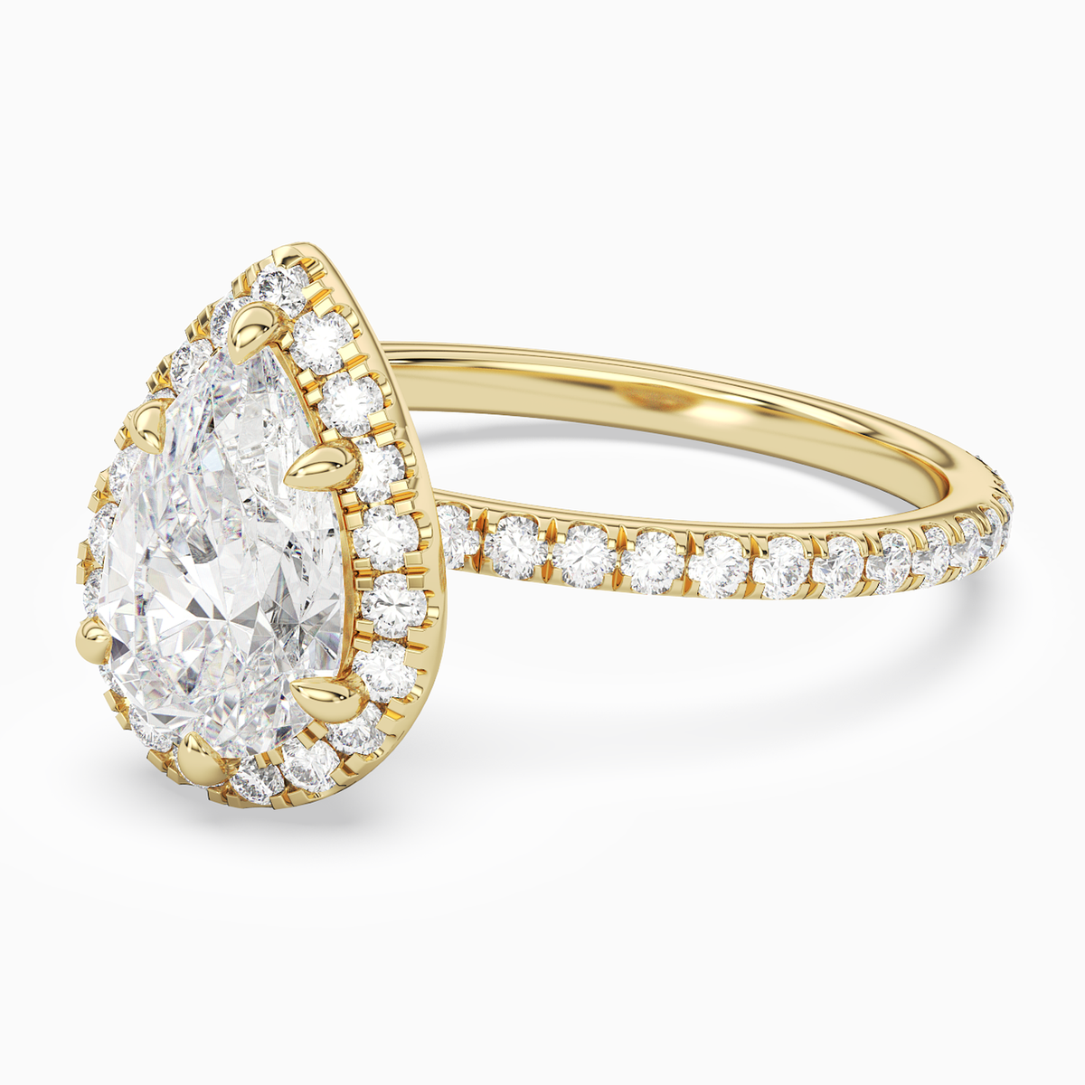Pear Scalloped Halo Pavé in 14K Yellow Gold top angle
