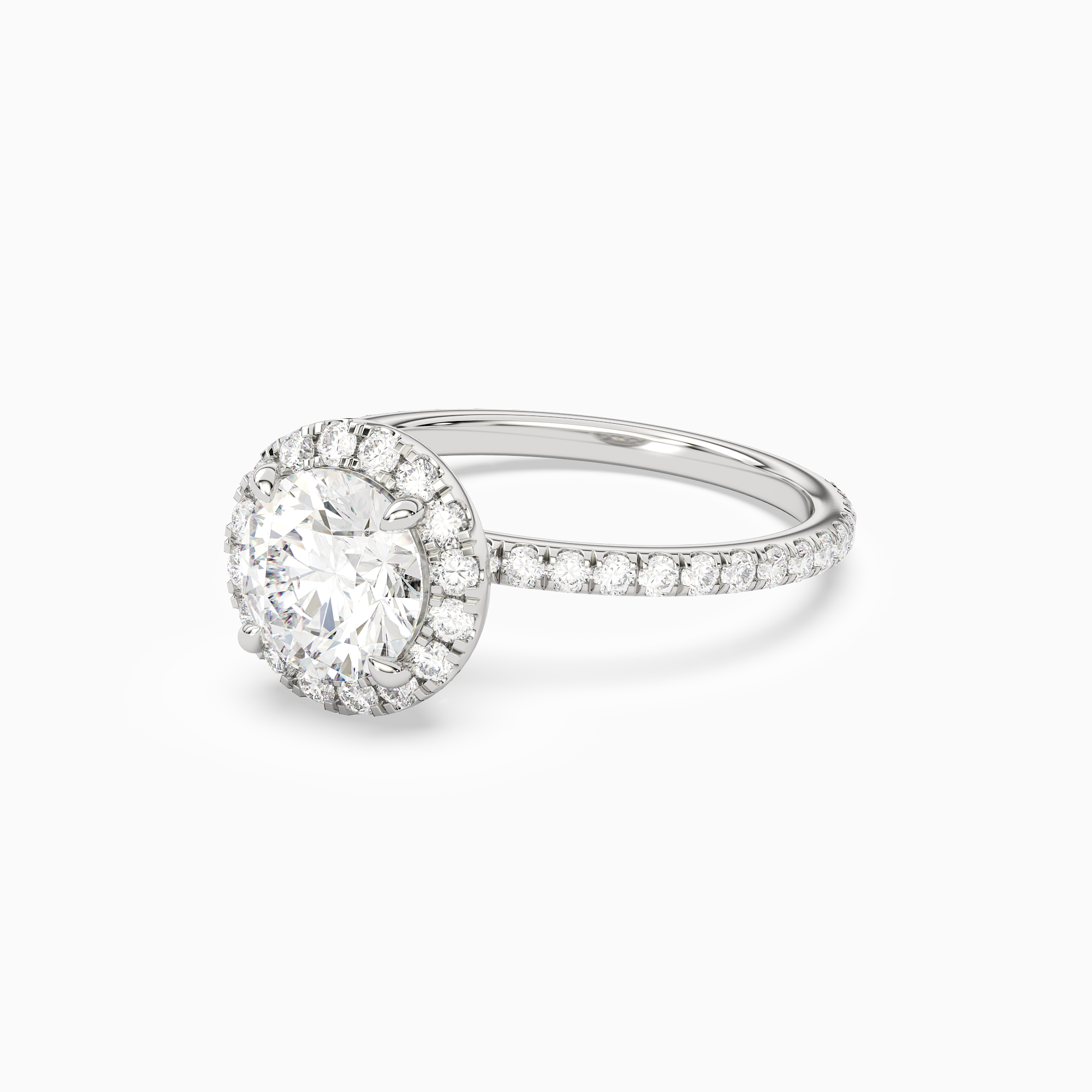 Round Scalloped Halo Pavé in 14K White Gold top angle