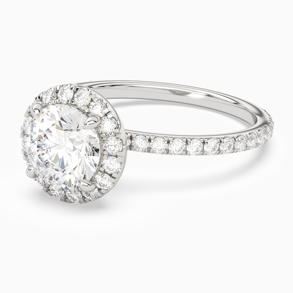Round Scalloped Halo Pavé in 14K White Gold top angle