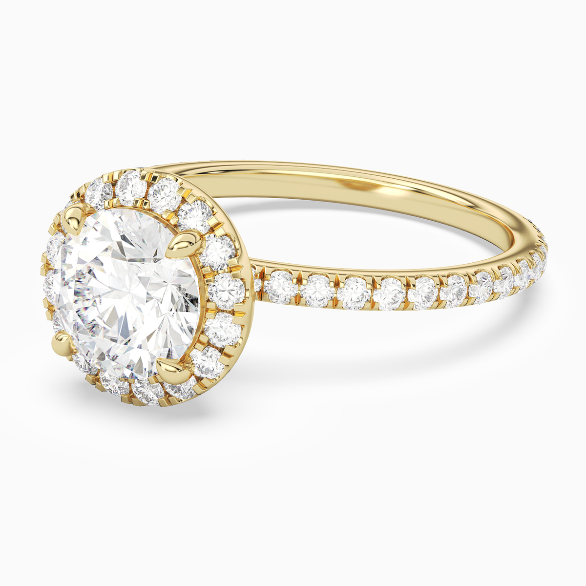 Round Scalloped Halo Pavé in 14K Yellow Gold top angle