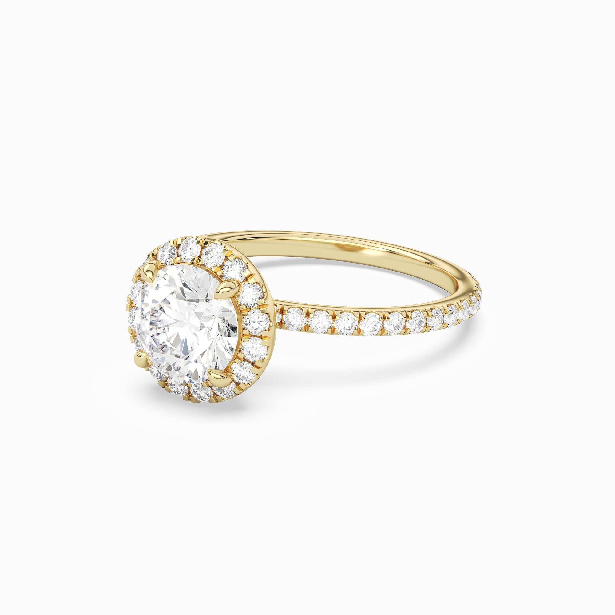 Round Scalloped Halo Pavé in 18K Yellow Gold top angle