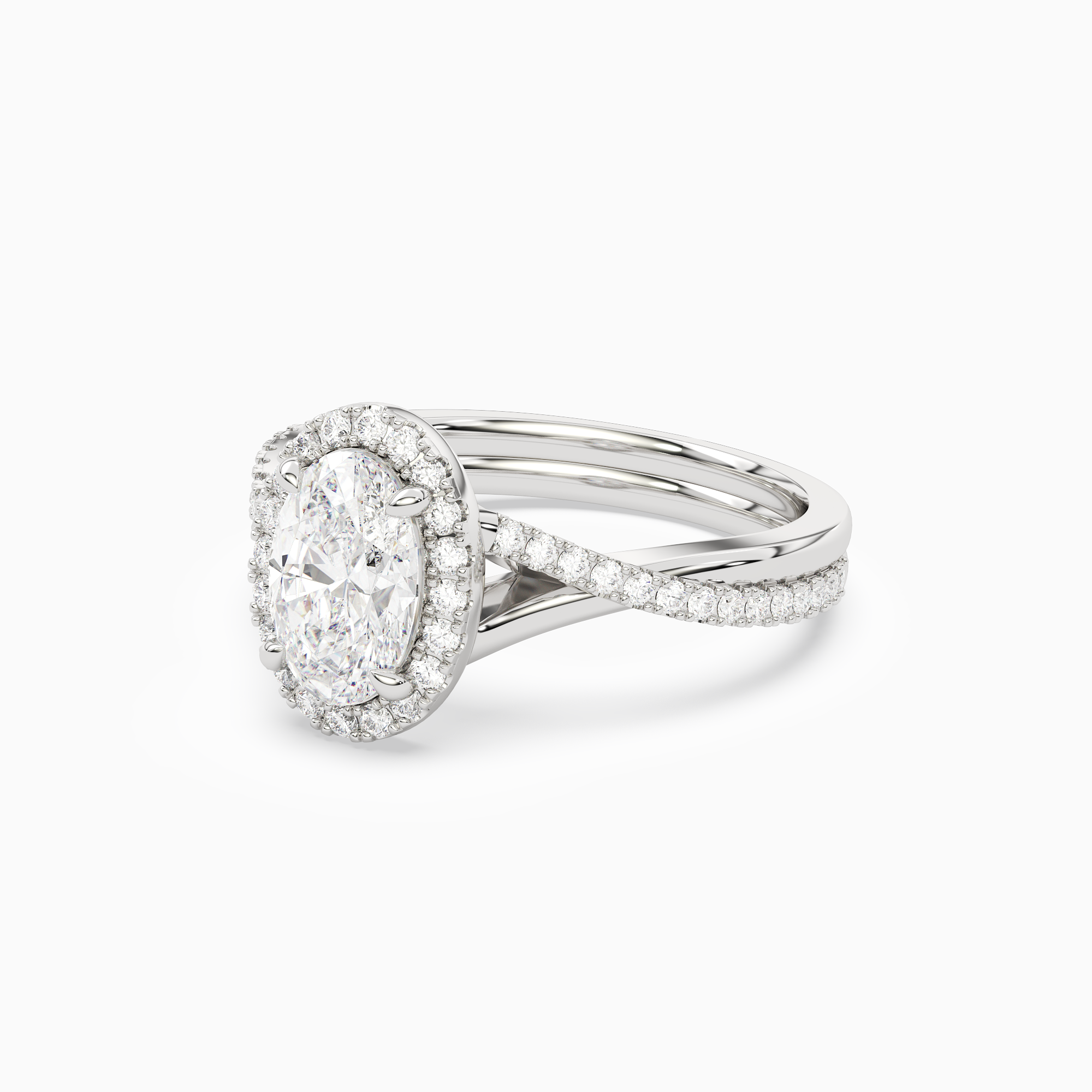 Oval Twisted Halo in Platinum top angle