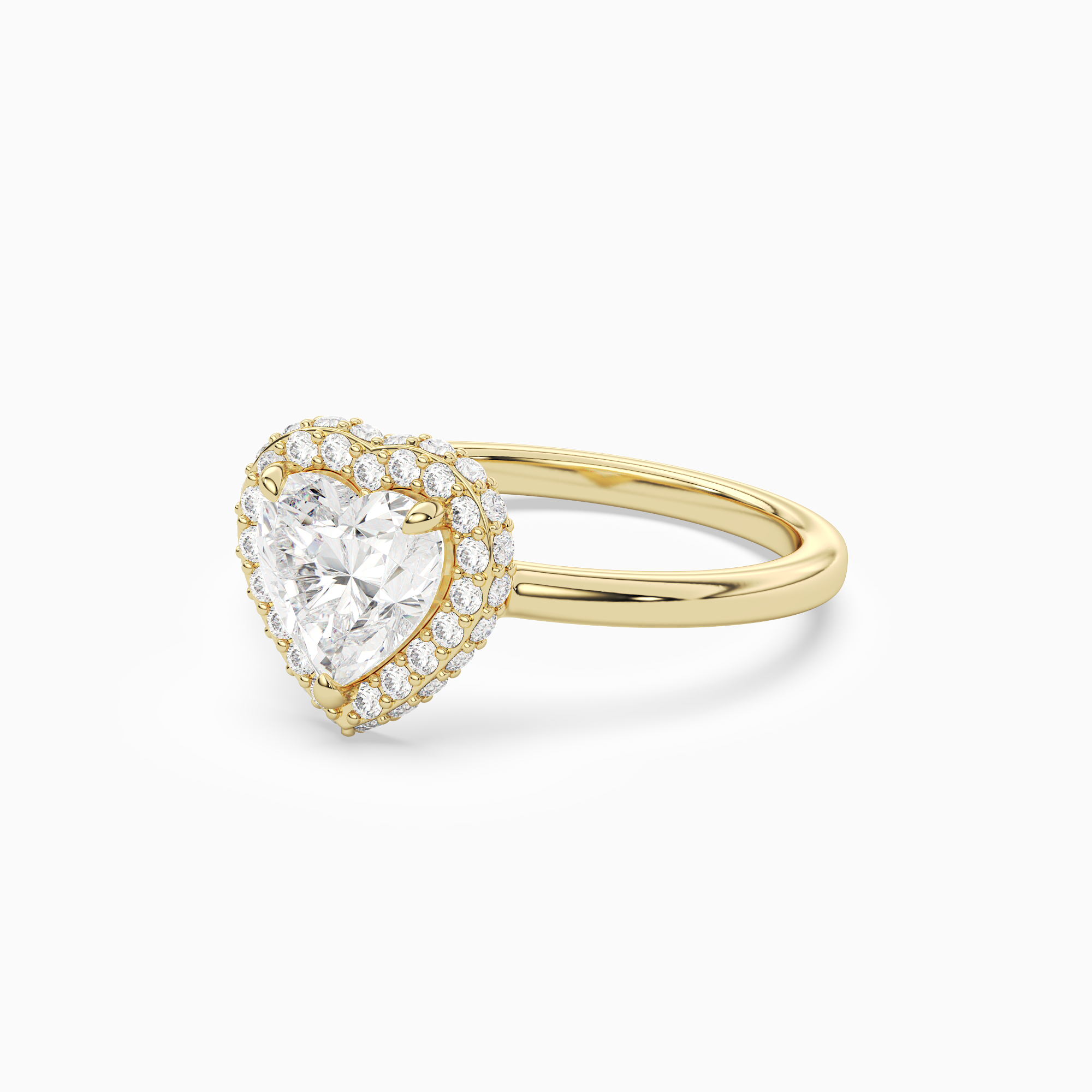Heart Compact Halo in 18K Yellow Gold top angle