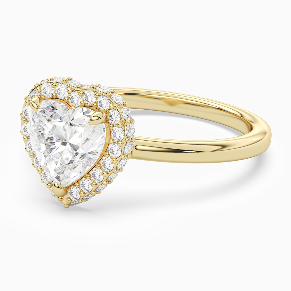 Heart Compact Halo in 18K Yellow Gold top angle