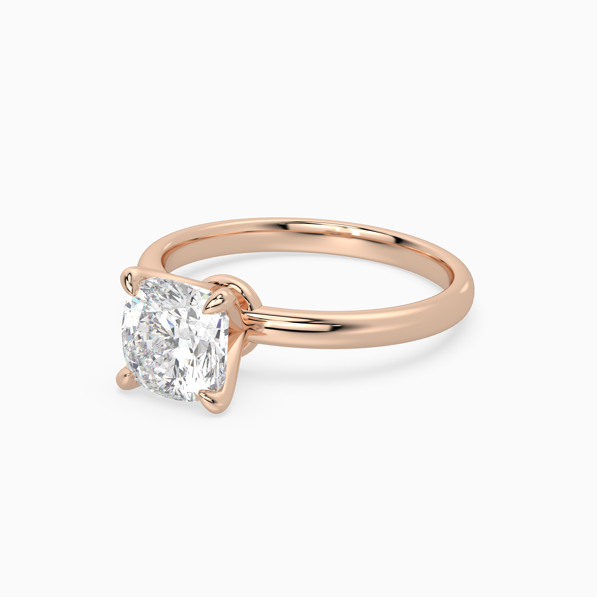 Cushion Petite Classic Solitaire in 14K Rose Gold top angle
