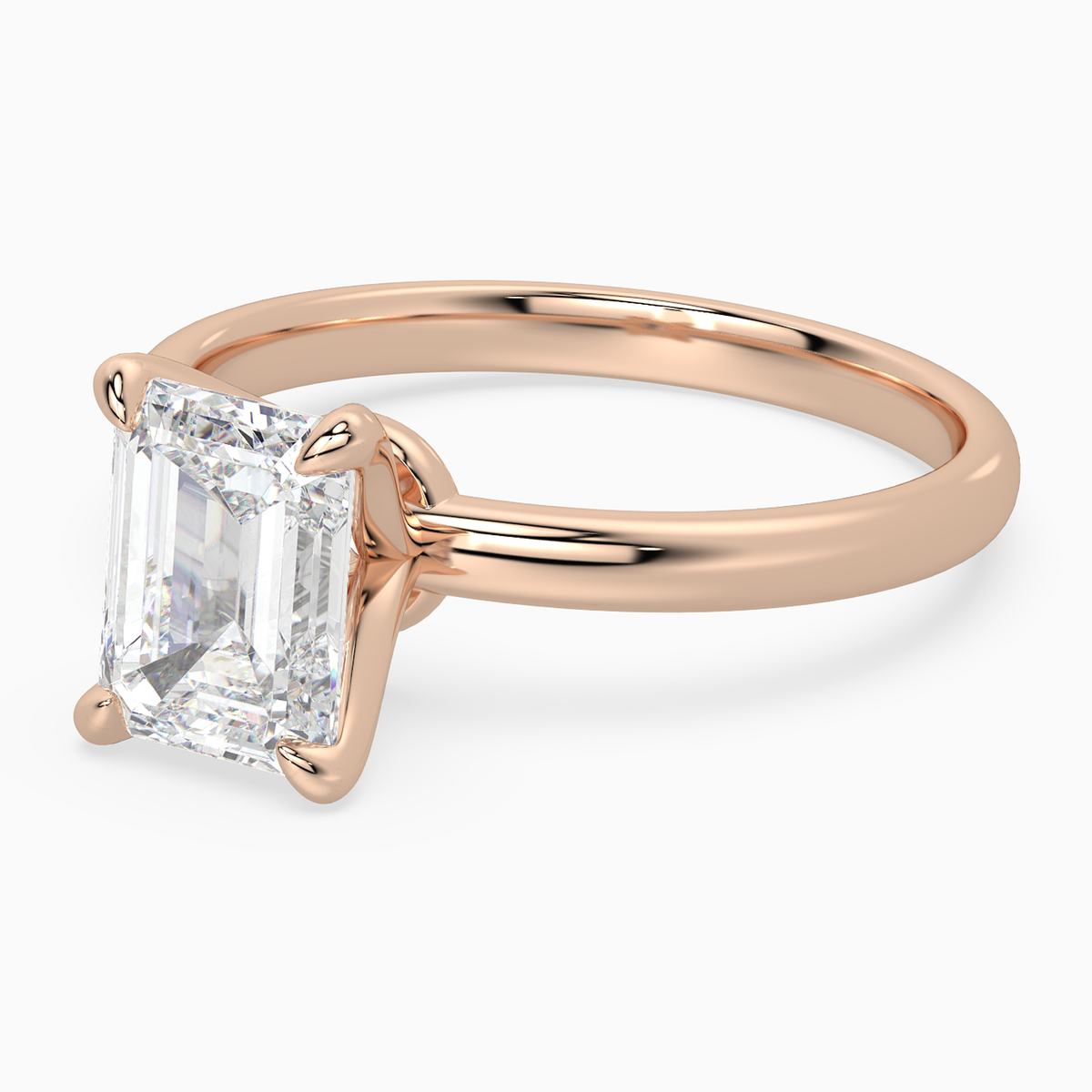 Emerald Petite Classic Solitaire in 14K Rose Gold top angle