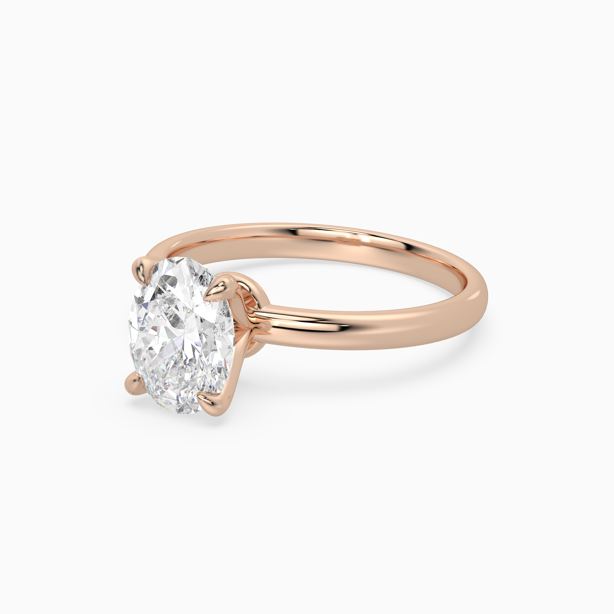 Oval Petite Classic Solitaire in 14K Rose Gold top angle