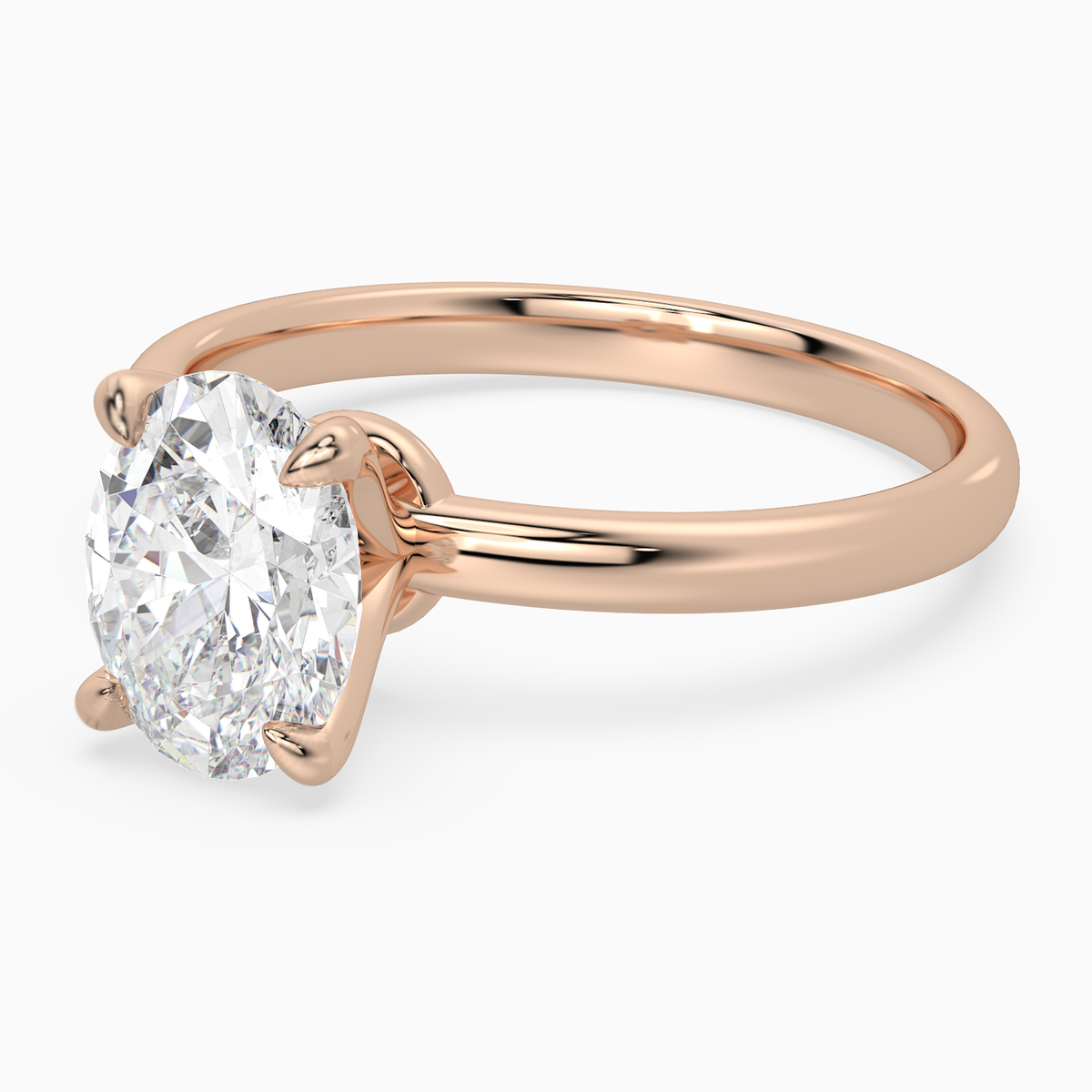 Oval Petite Classic Solitaire in 14K Rose Gold top angle
