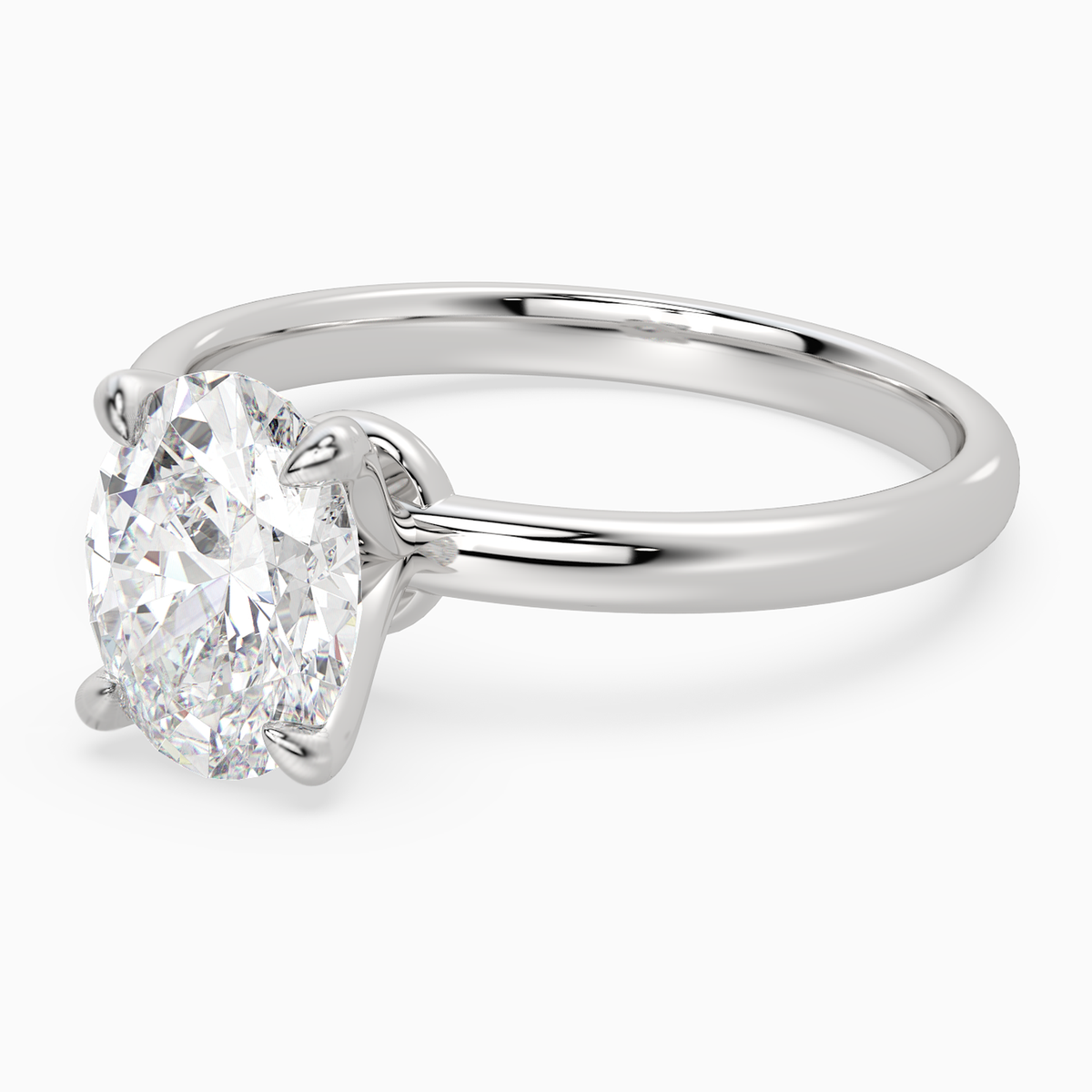 Oval Petite Classic Solitaire in 14K White Gold top angle