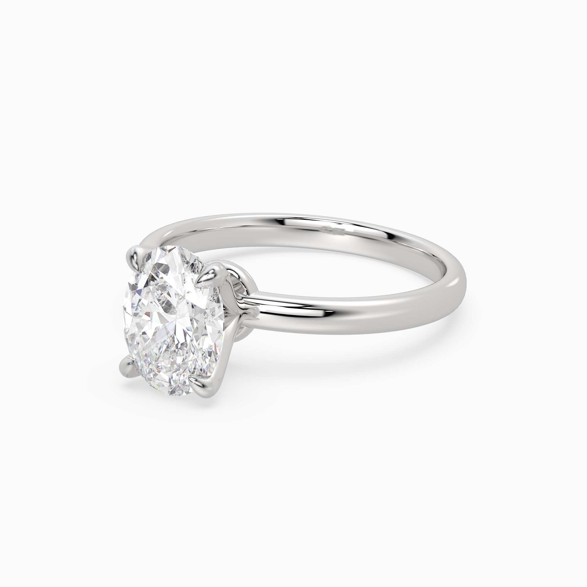 Oval Petite Classic Solitaire in Platinum top angle