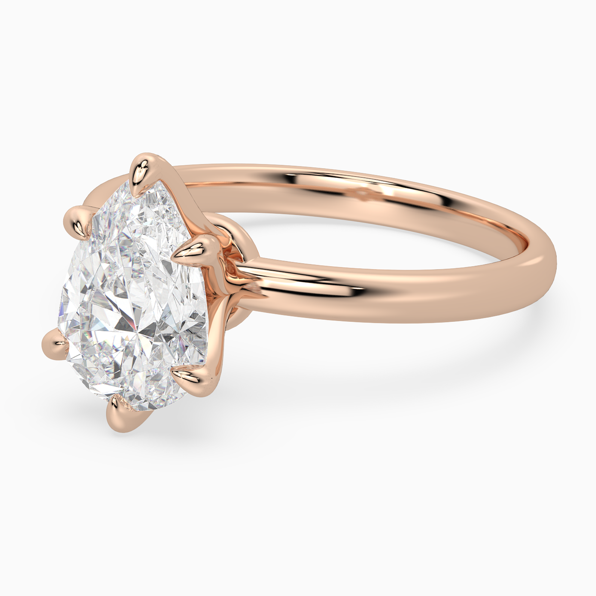 Pear Petite Classic Solitaire in 14K Rose Gold top angle