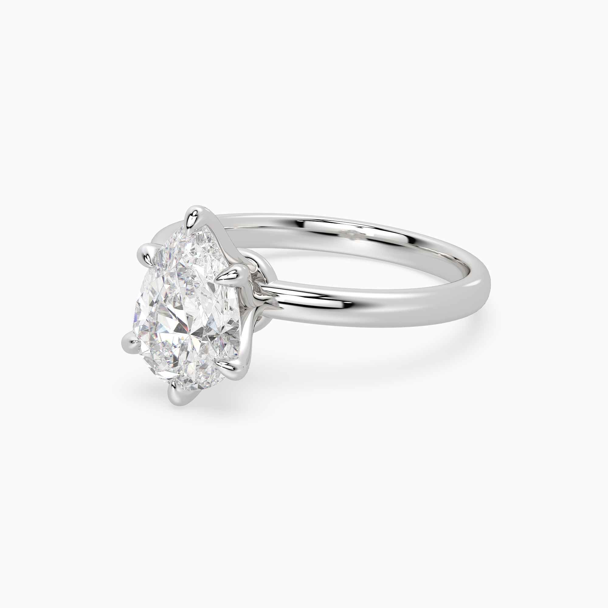 Pear Petite Classic Solitaire in 14K White Gold top angle
