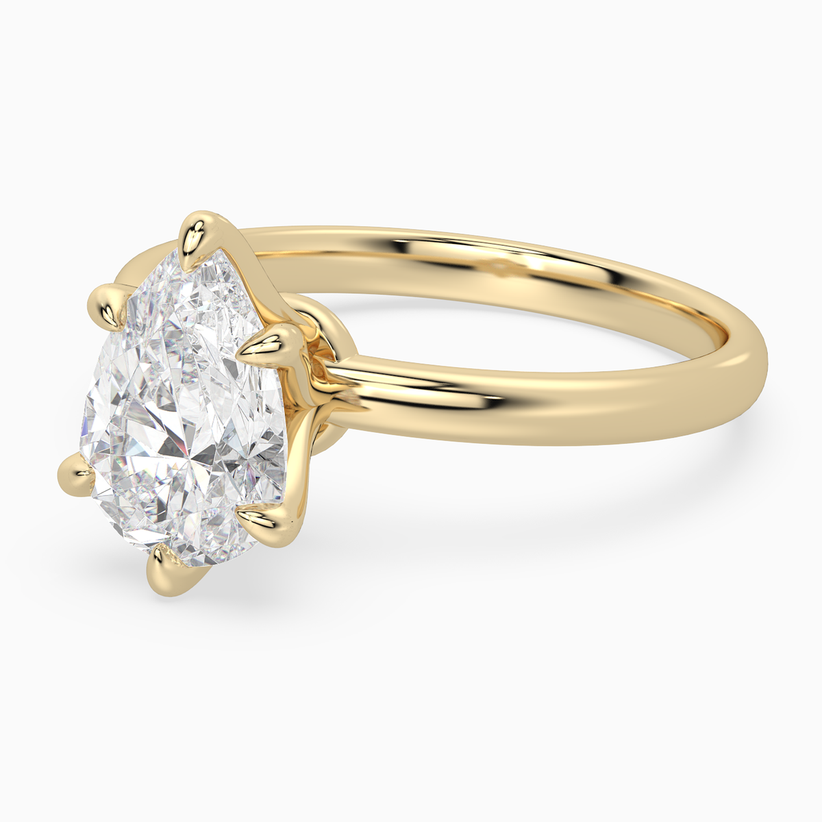 Pear Petite Classic Solitaire in 14K Yellow Gold top angle