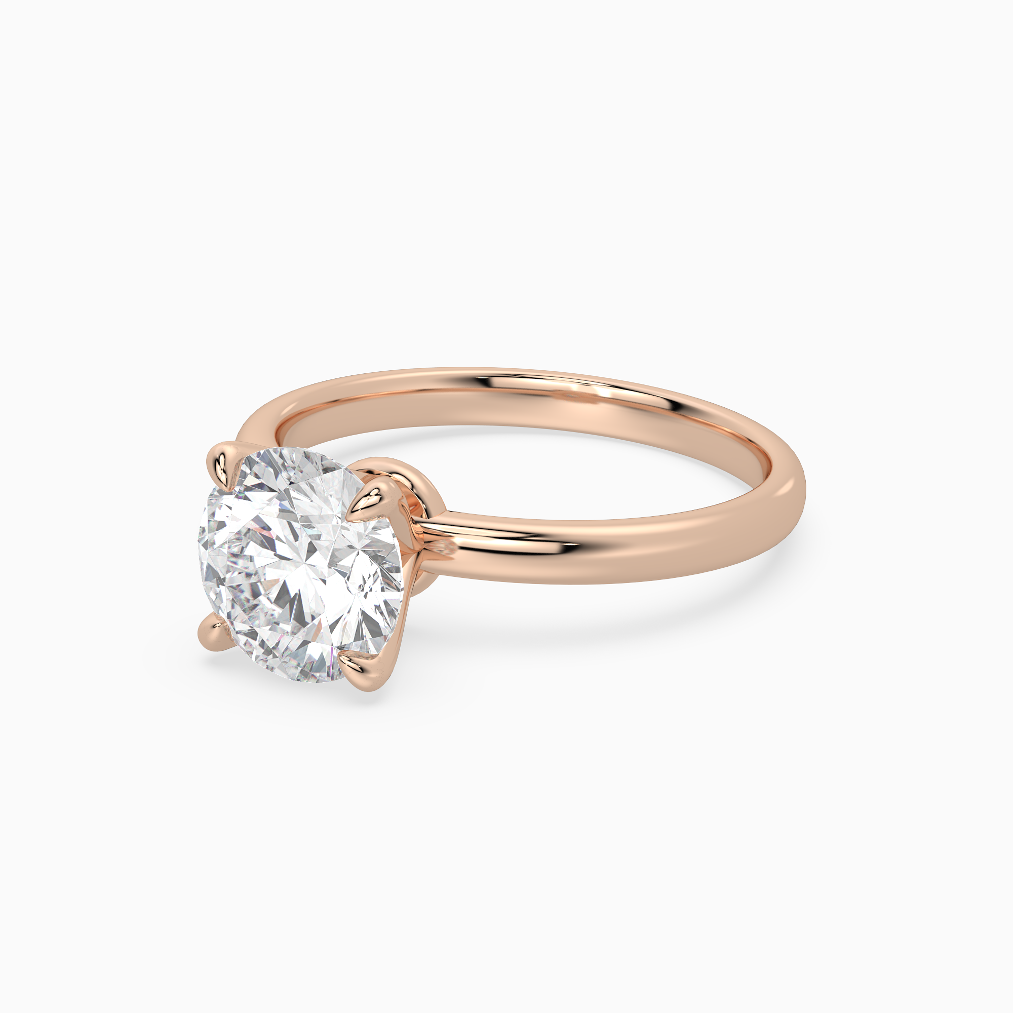Round Petite Classic Solitaire in 14K Rose Gold top angle