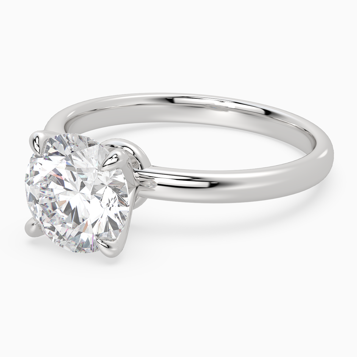 Round Petite Classic Solitaire in 14K White Gold top angle