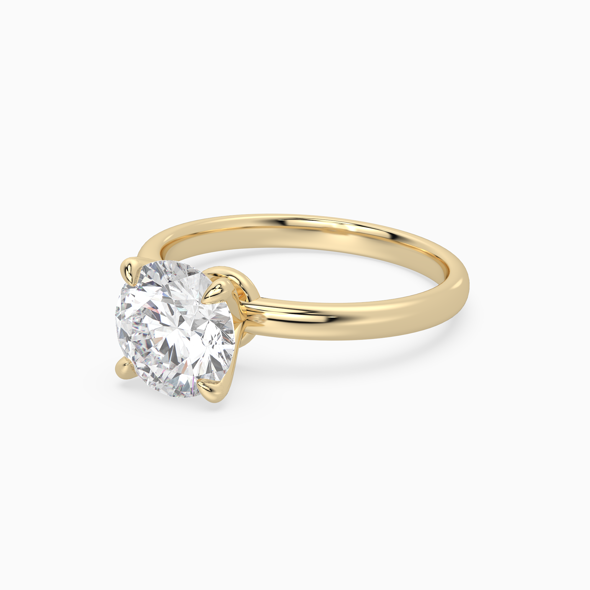 Round Petite Classic Solitaire in 14K Yellow Gold top angle