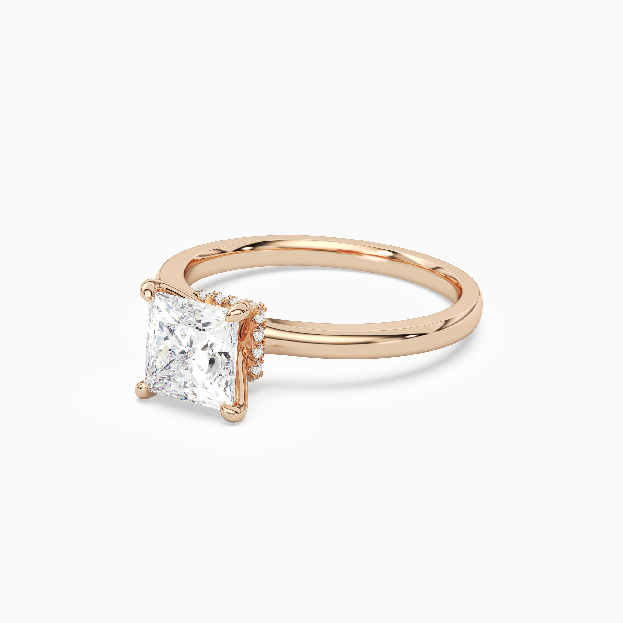 Princess Hidden Halo Crown Clean in 14K Rose Gold top angle