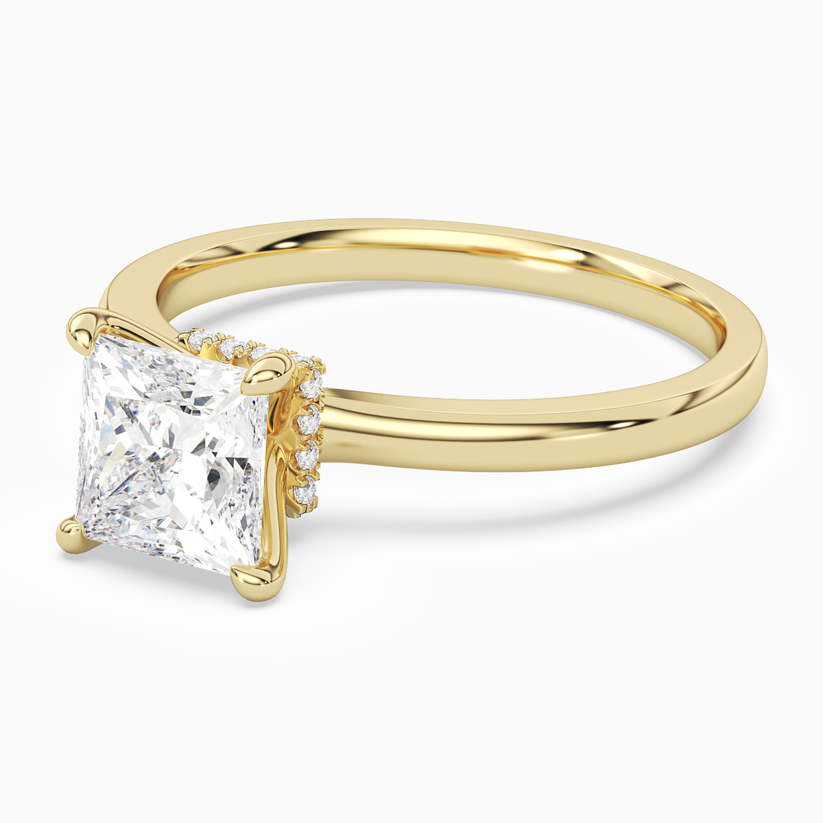 Princess Hidden Halo Crown Clean in 14K Yellow Gold top angle