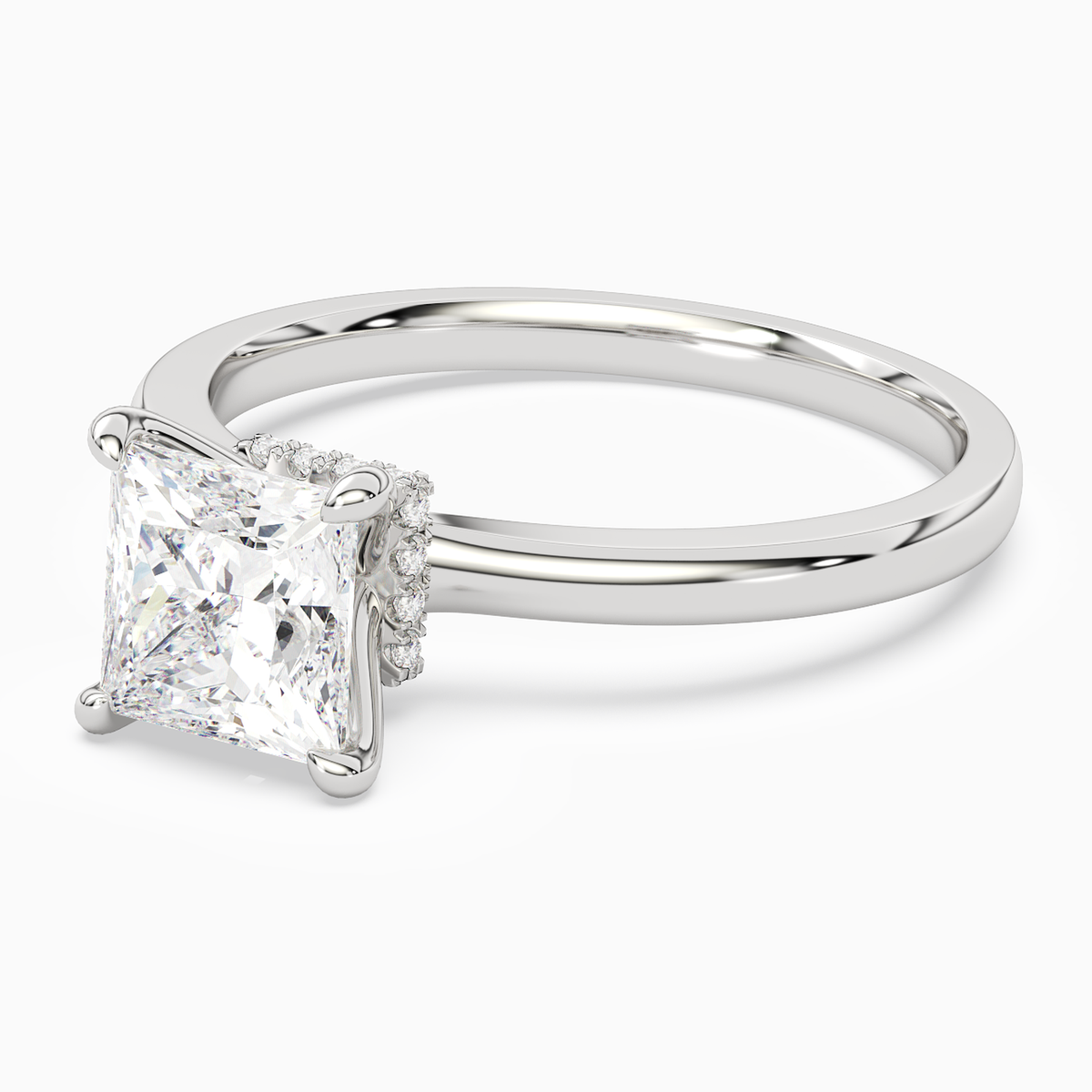 Princess Hidden Halo Crown Clean in 18K White Gold top angle