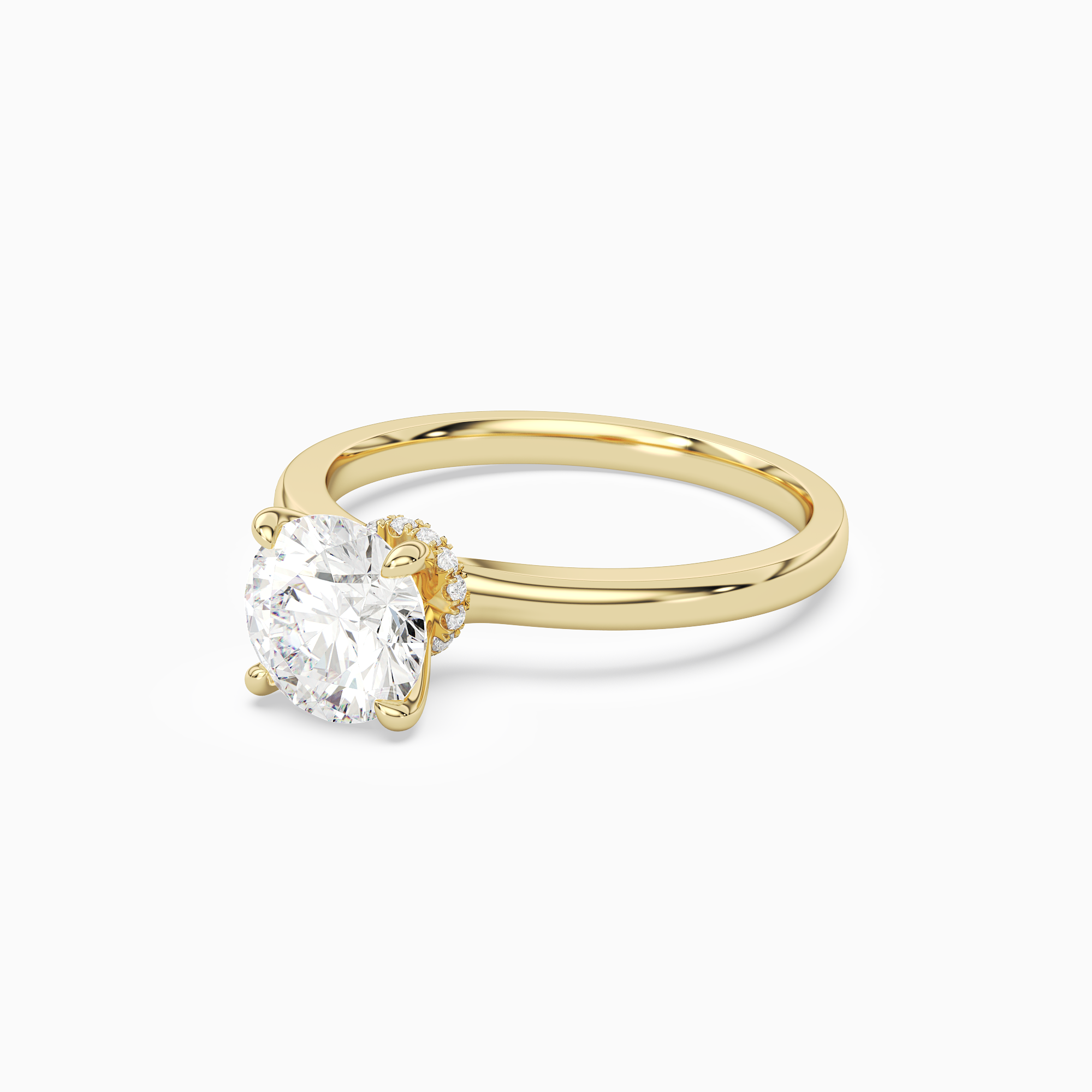 Round Hidden Halo Crown Clean in 14K Yellow Gold top angle