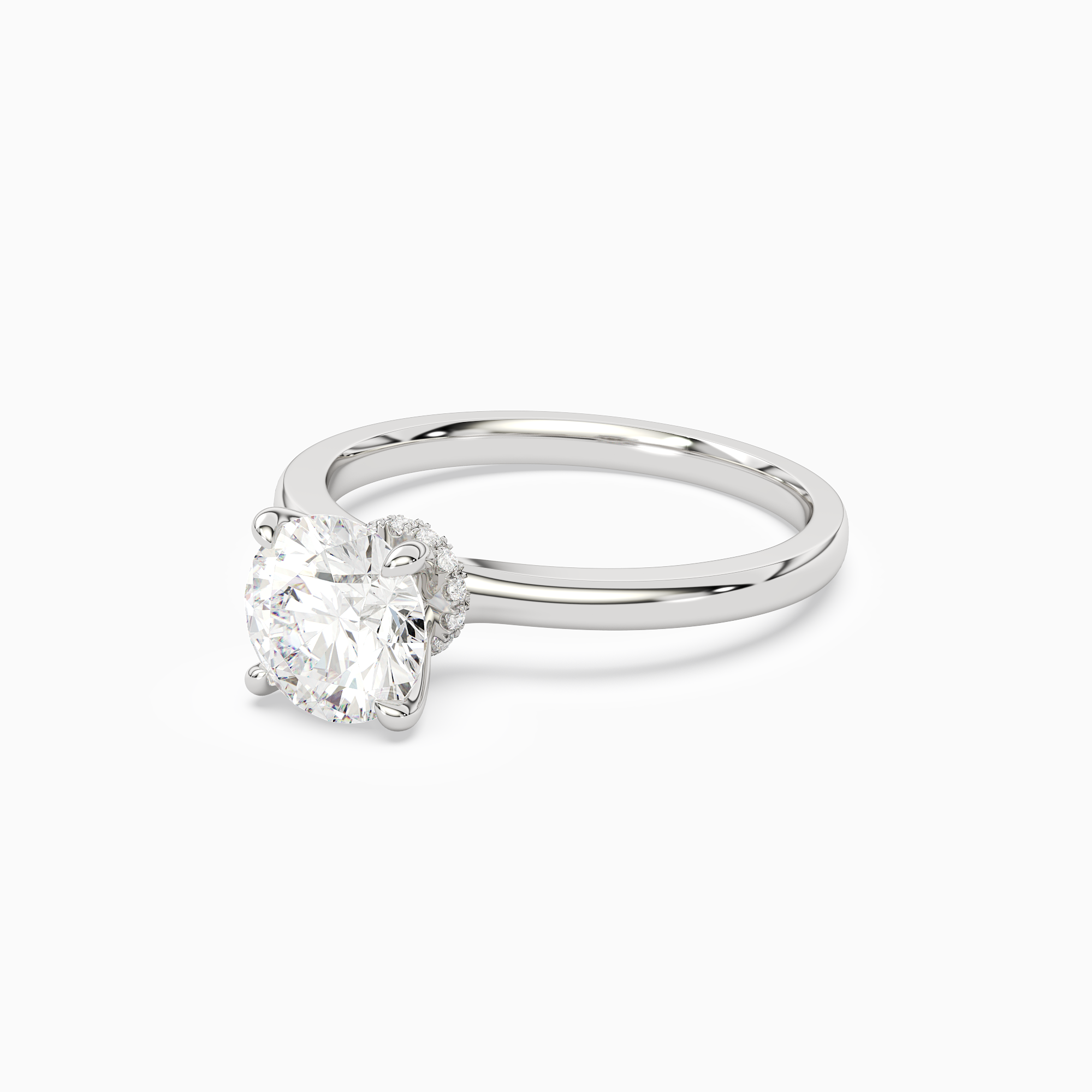 Round Hidden Halo Crown Clean in Platinum top angle