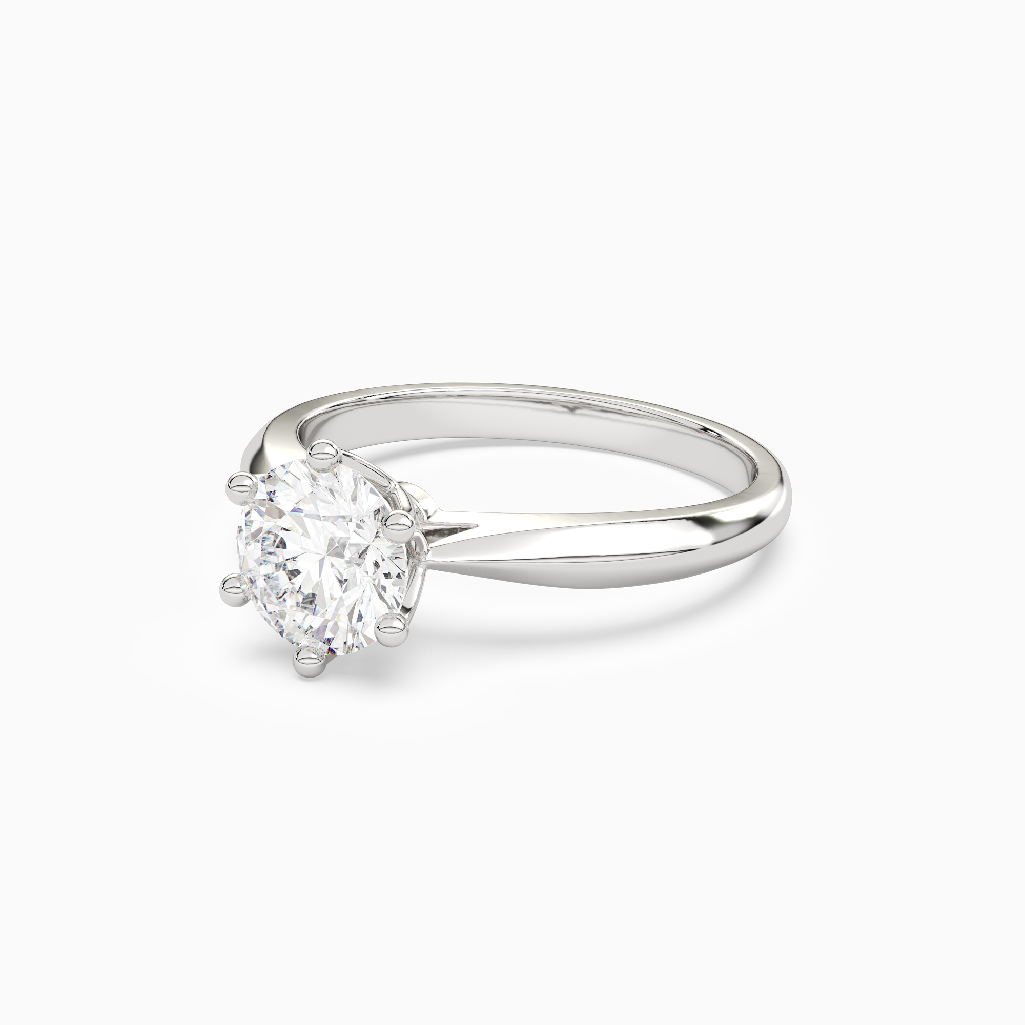 Round Classic Knife-Edge Solitaire in 18K White Gold top angle