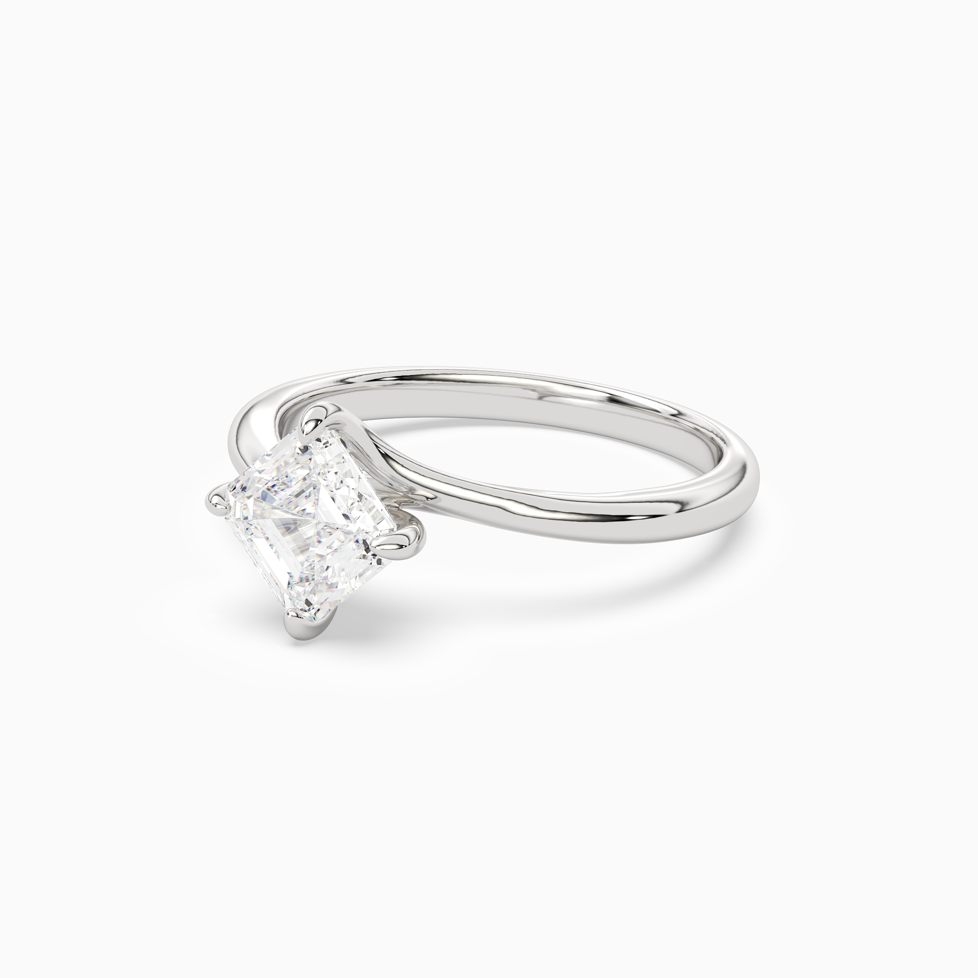 Asscher Bypass Solitaire in 18K White Gold top angle