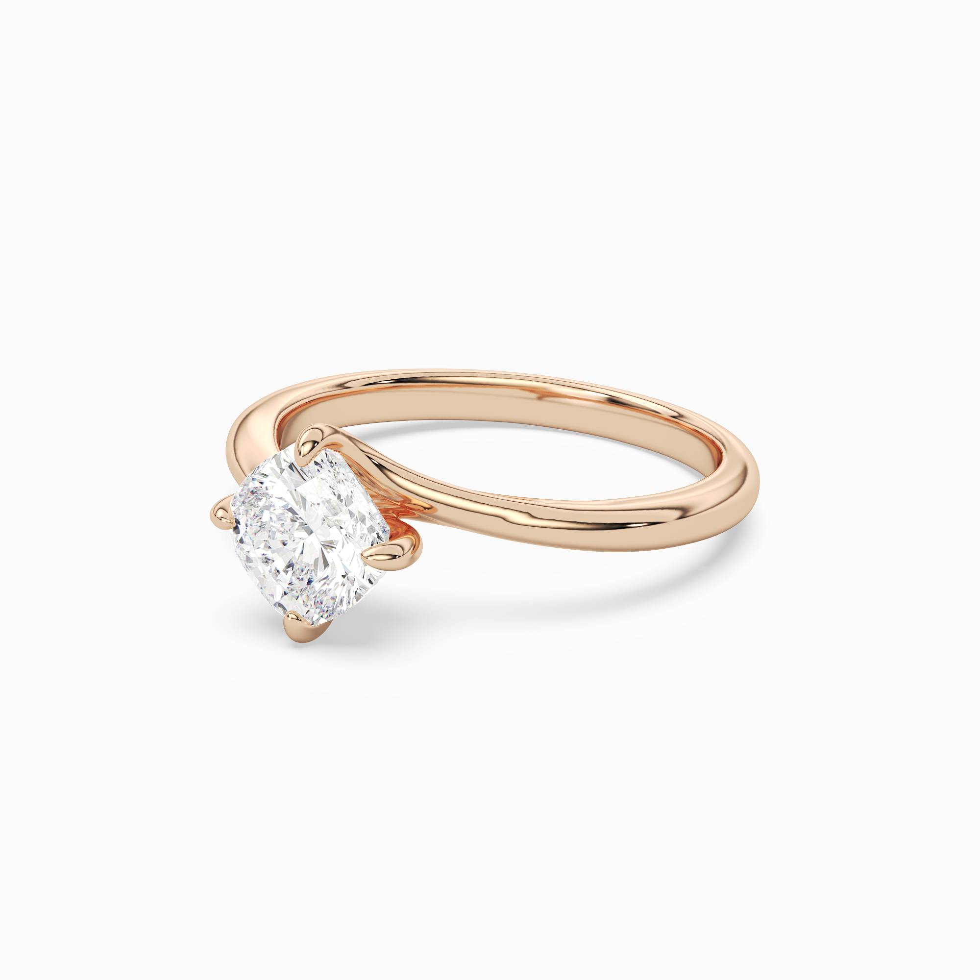 Cushion Bypass Solitaire in 14K Rose Gold top angle