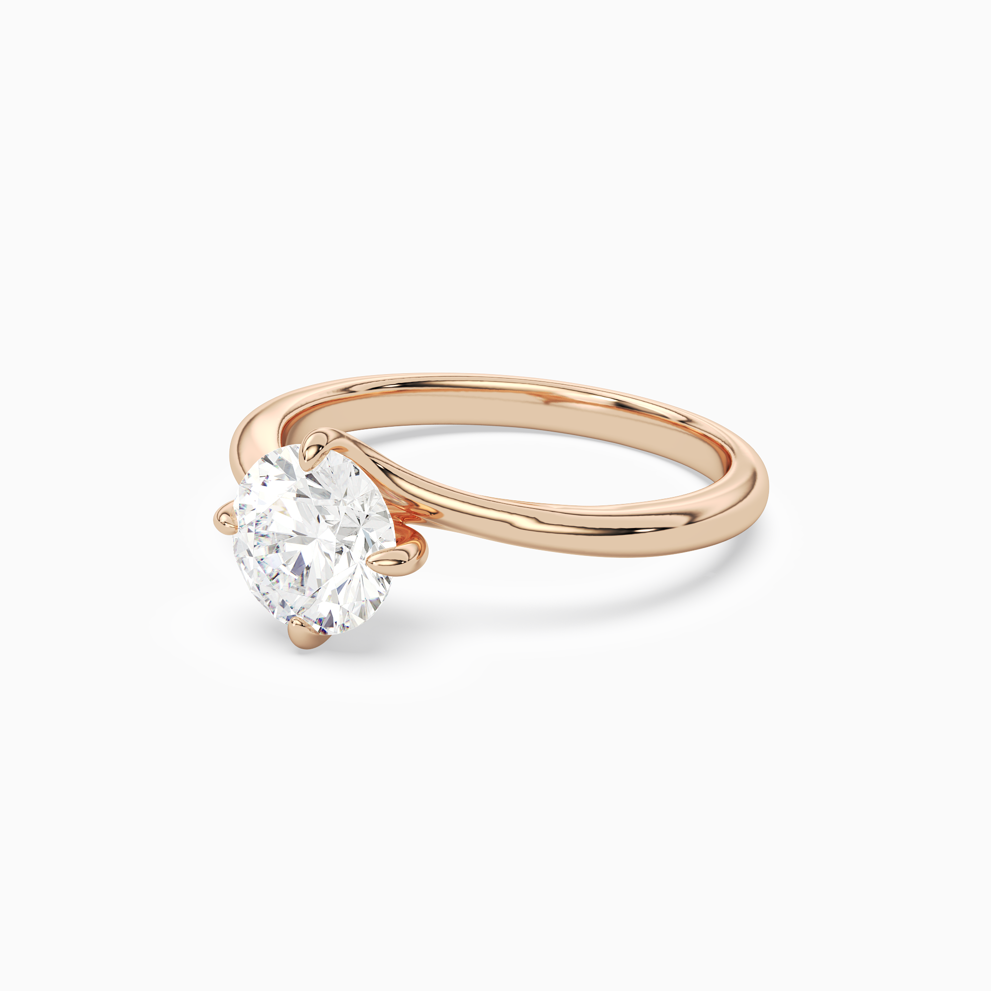 Round Bypass Solitaire in 14K Rose Gold top angle
