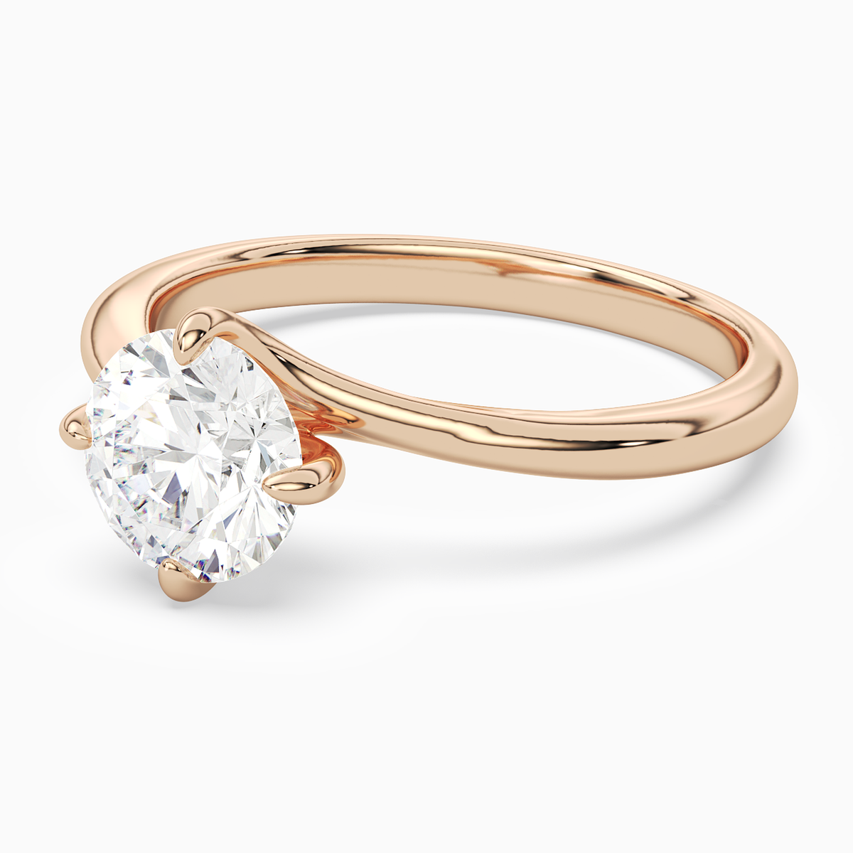 Round Bypass Solitaire in 14K Rose Gold top angle
