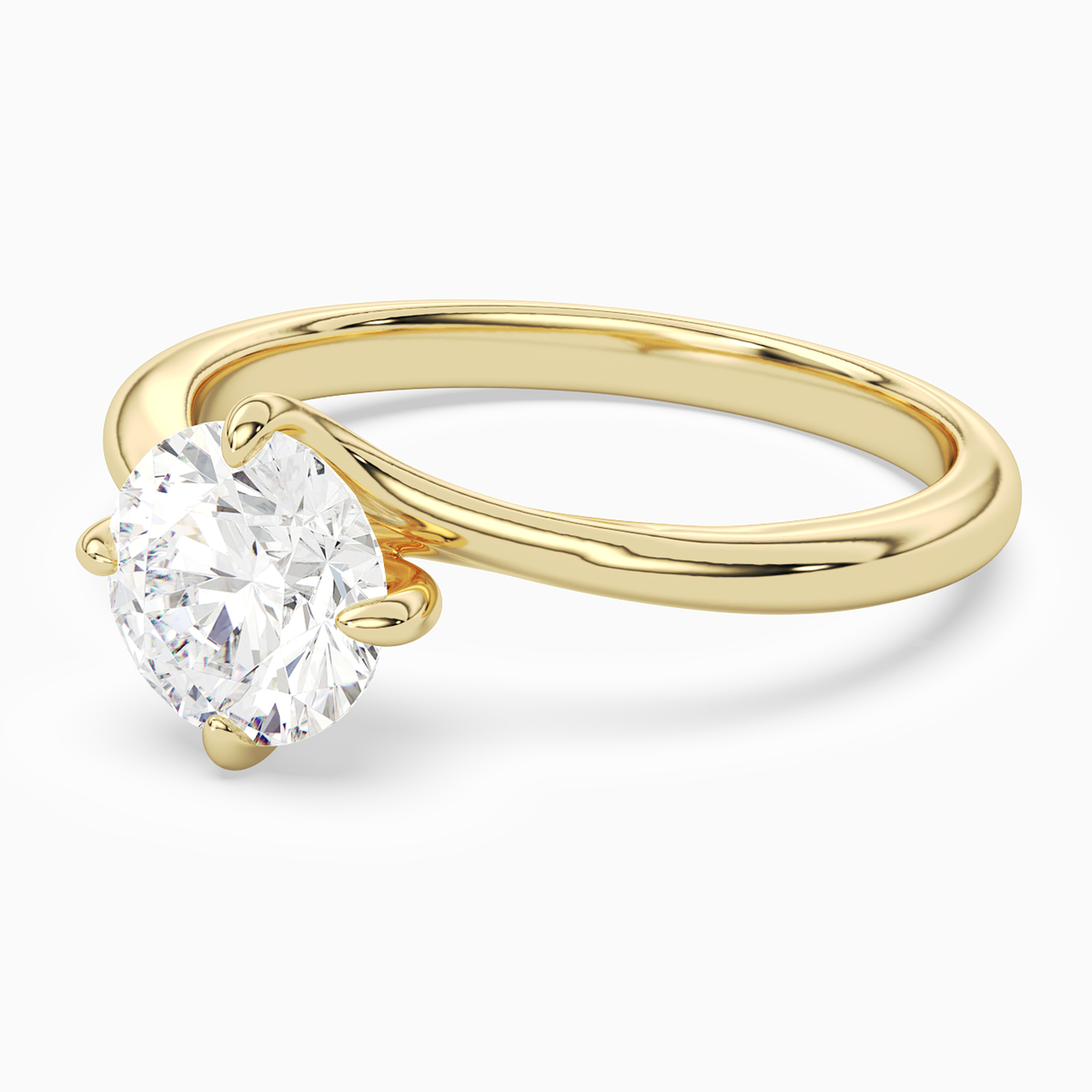 Round Bypass Solitaire in 14K Yellow Gold top angle