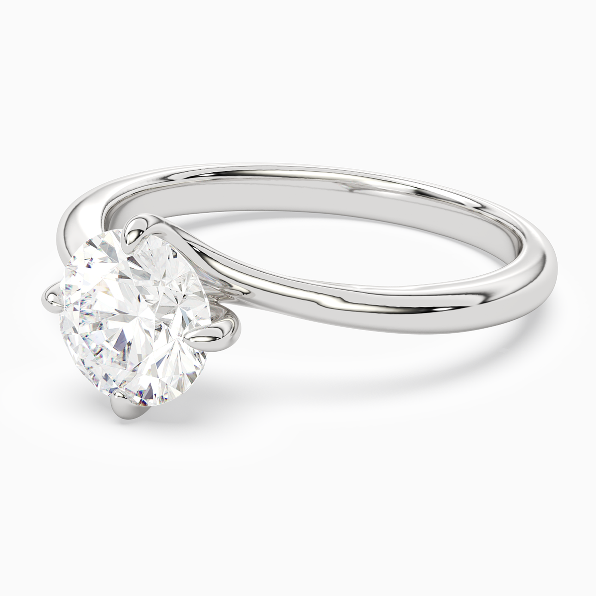 Round Bypass Solitaire in Platinum top angle
