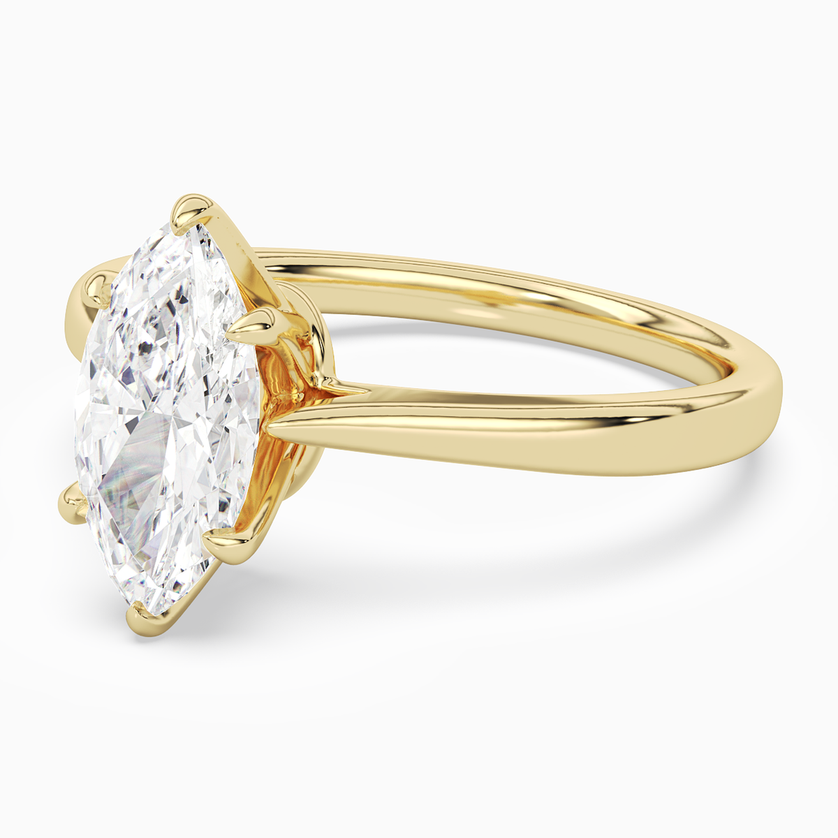 Marquise Tapered Solitaire in 14K Yellow Gold top angle