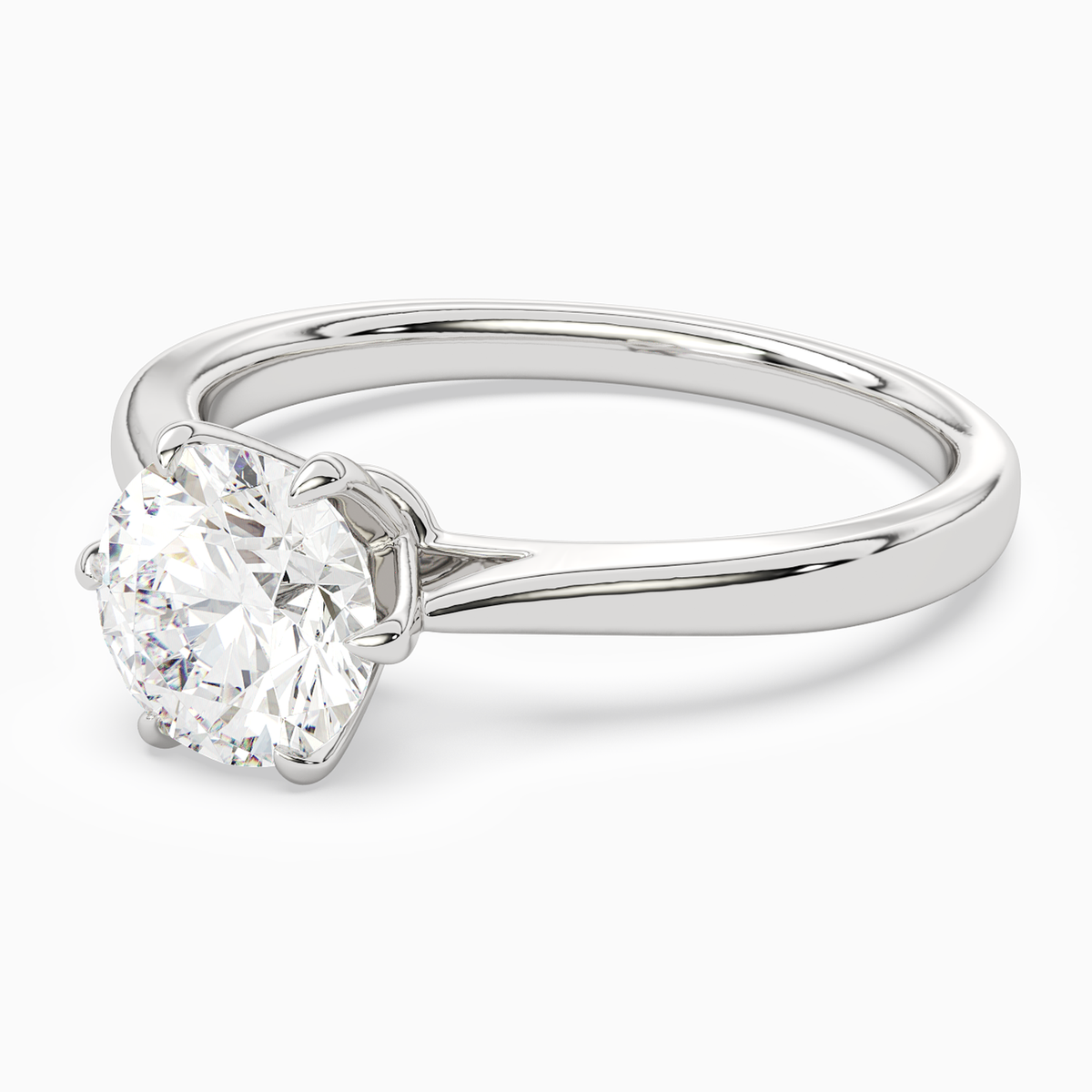 Round Tapered Solitaire in 14K White Gold top angle