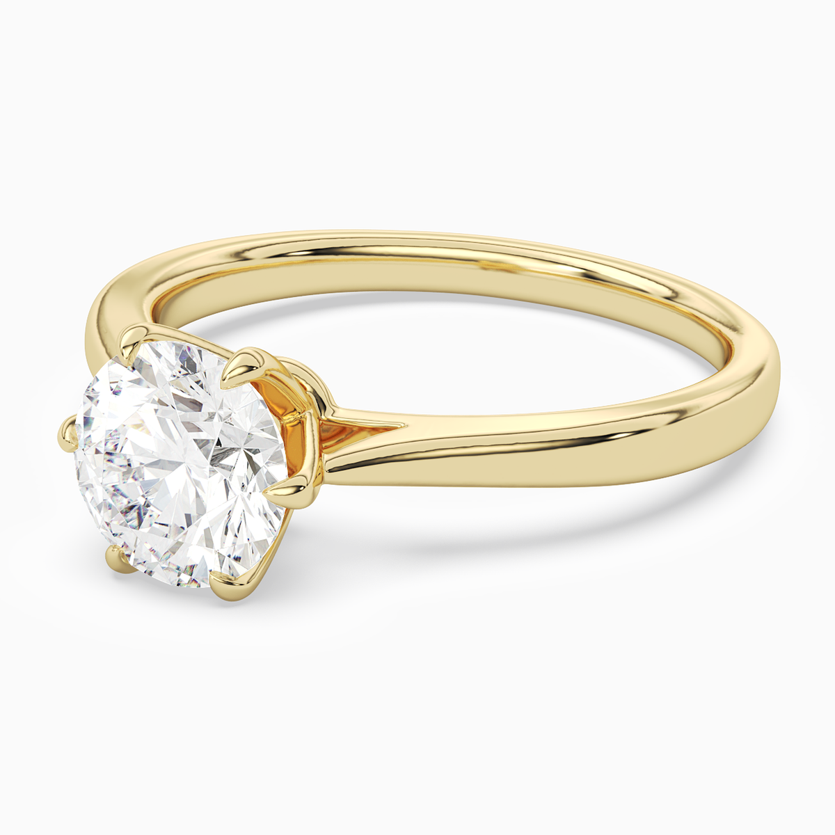 Round Tapered Solitaire in 14K Yellow Gold top angle