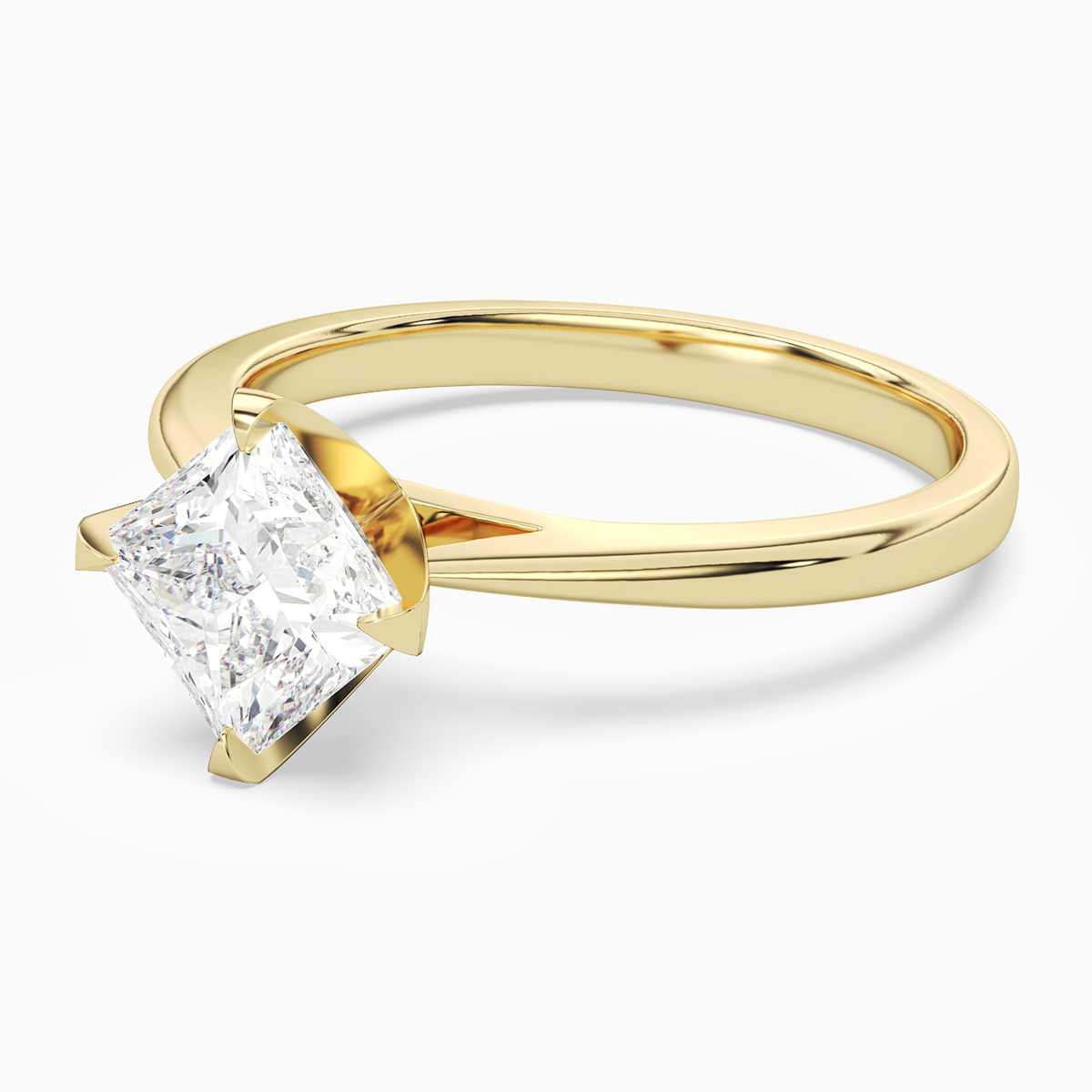 Princess Petal Head Solitaire in 18K Yellow Gold top angle