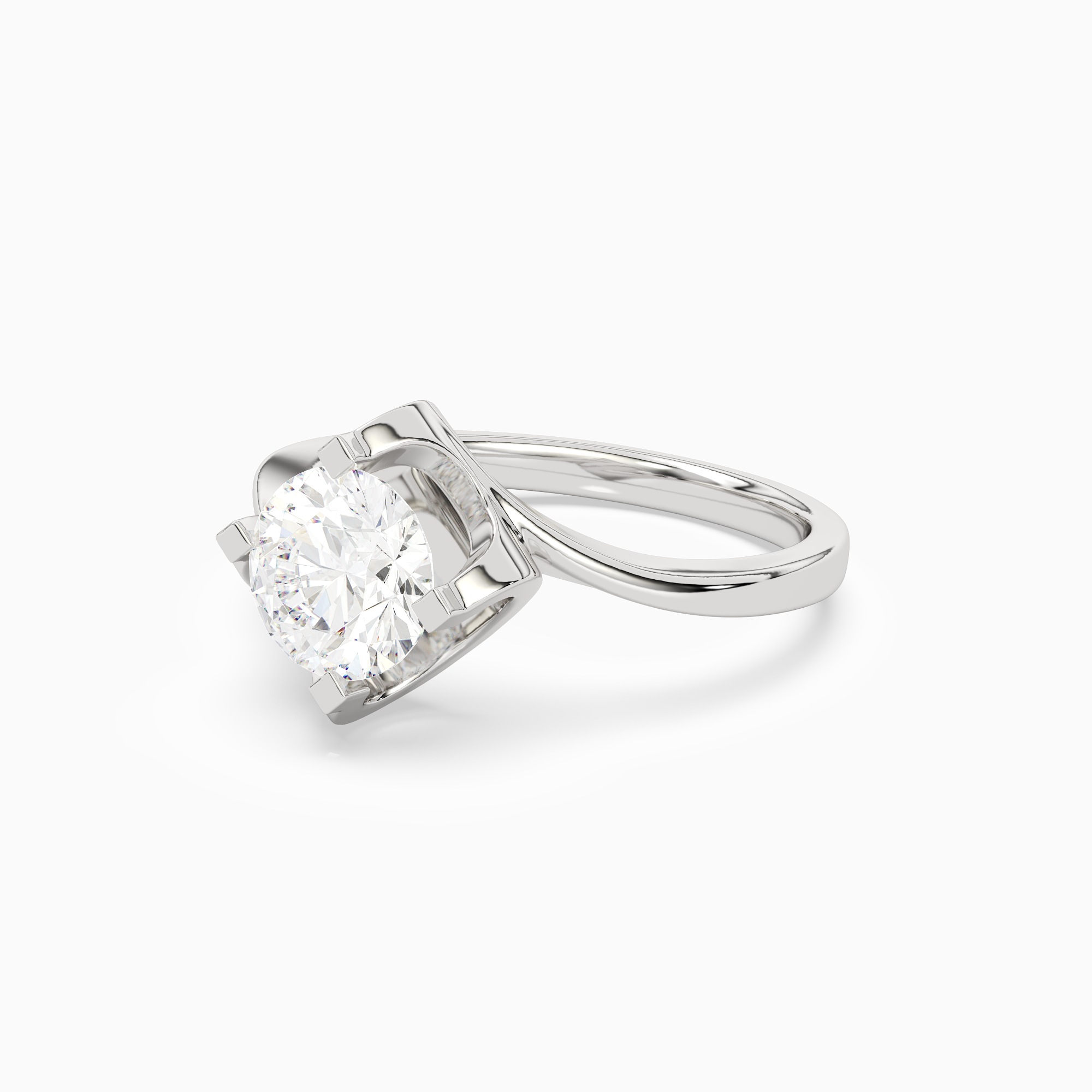 Round Bypass Solitaire in Platinum top angle
