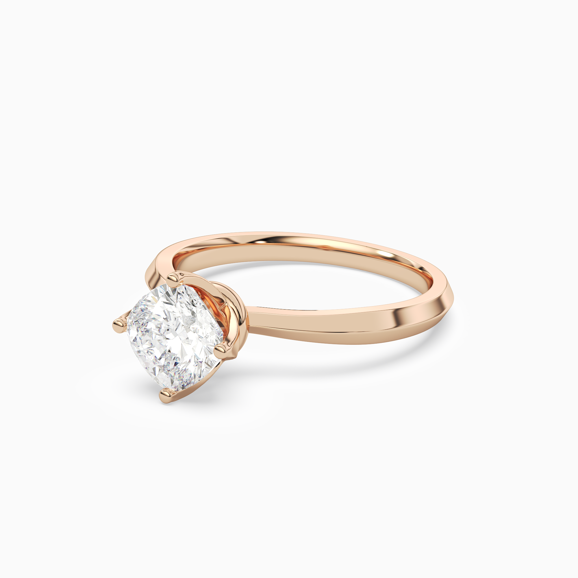 Cushion Solitaire in 14K Rose Gold top angle