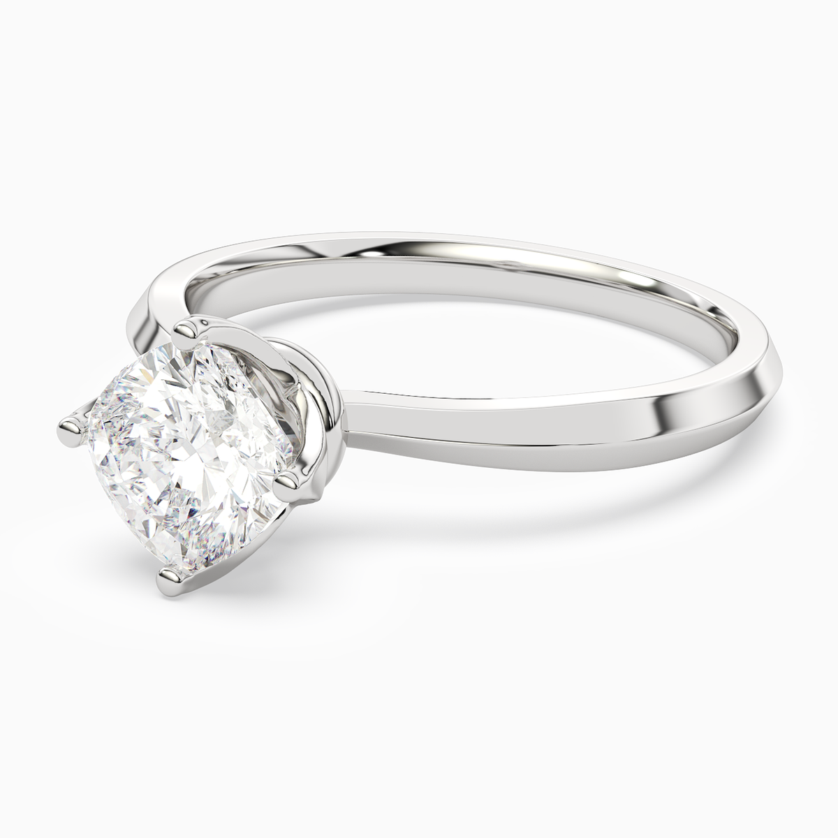 Cushion Solitaire in 14K White Gold top angle