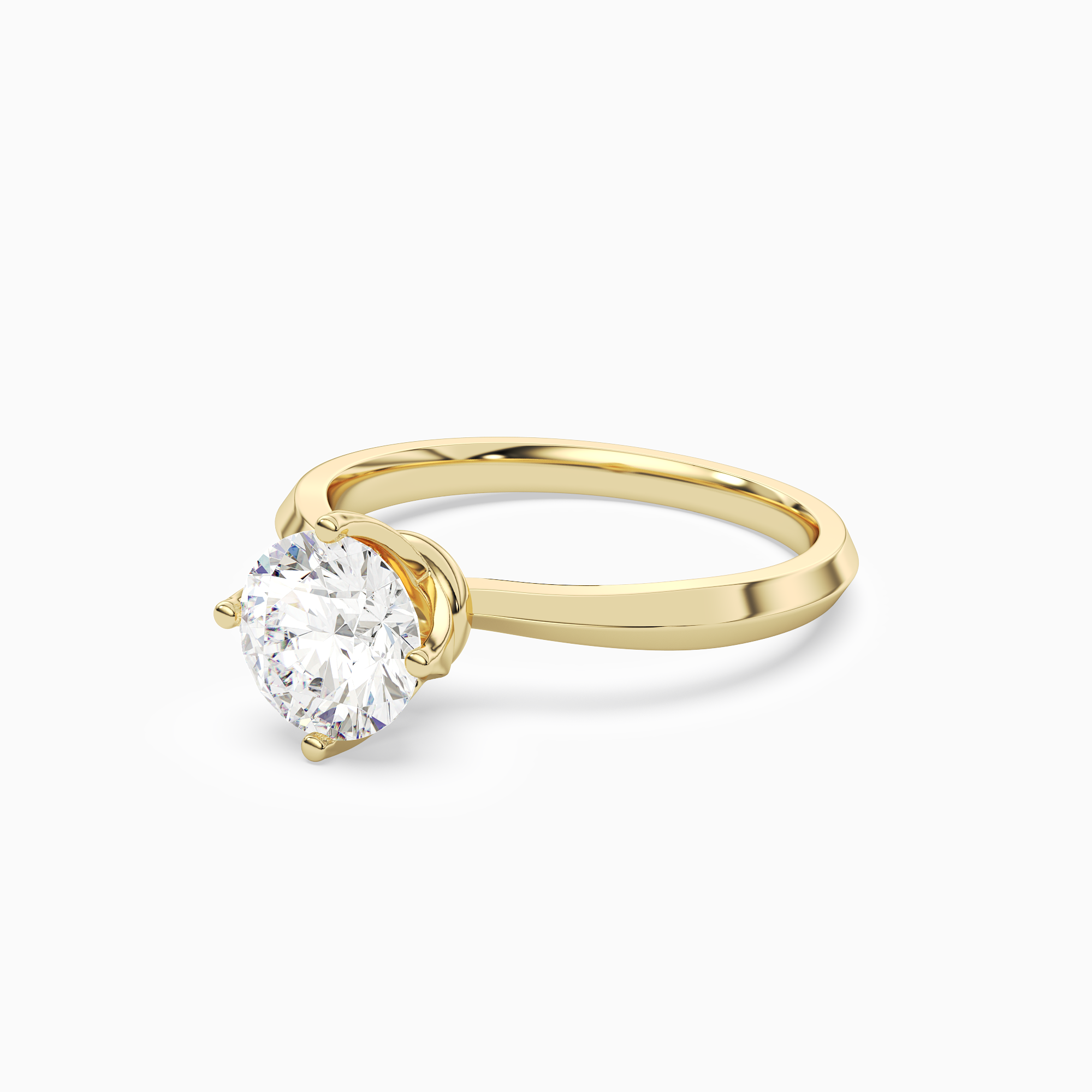 Round Solitaire in 18K Yellow Gold top angle