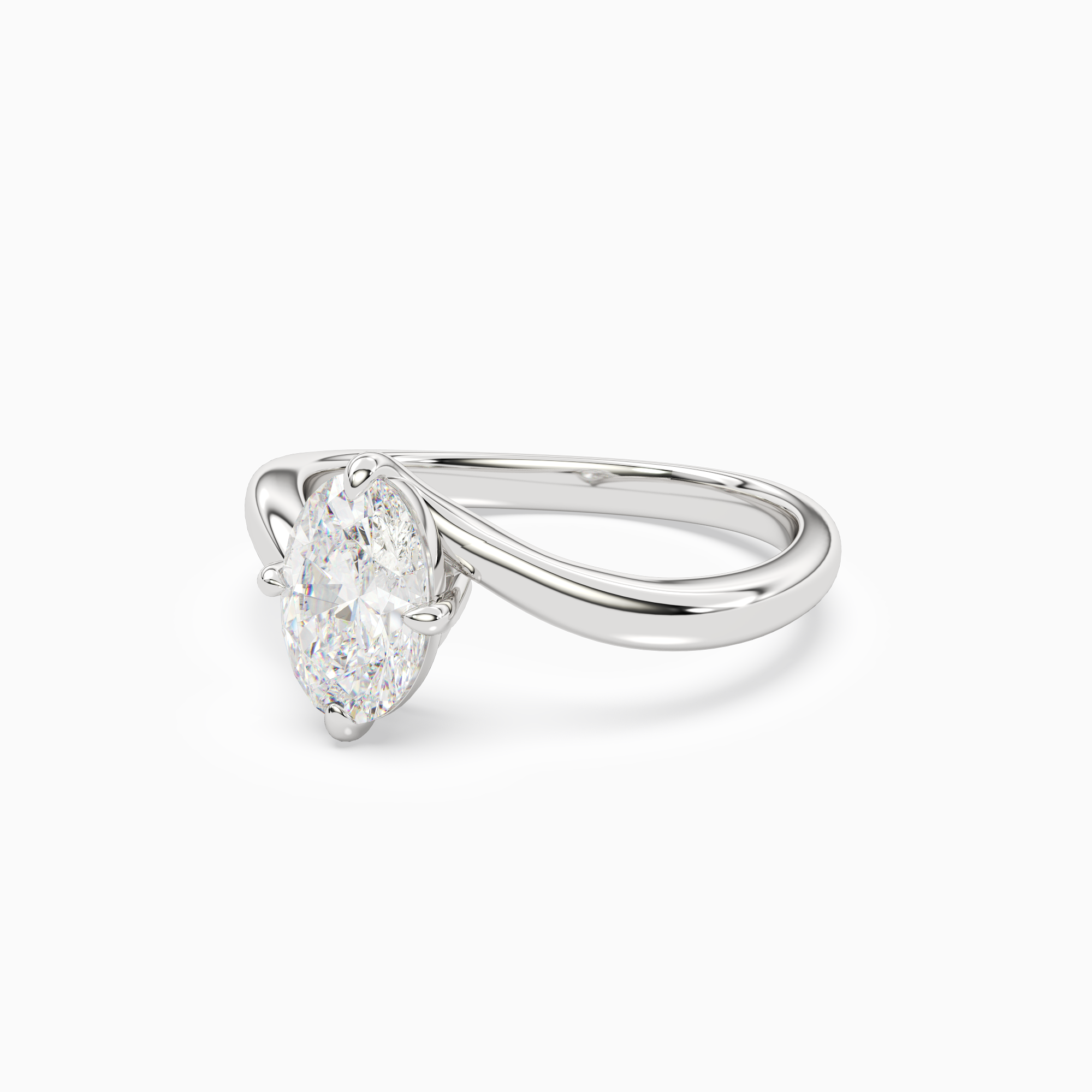 Oval Open Bypass Solitaire in Platinum top angle