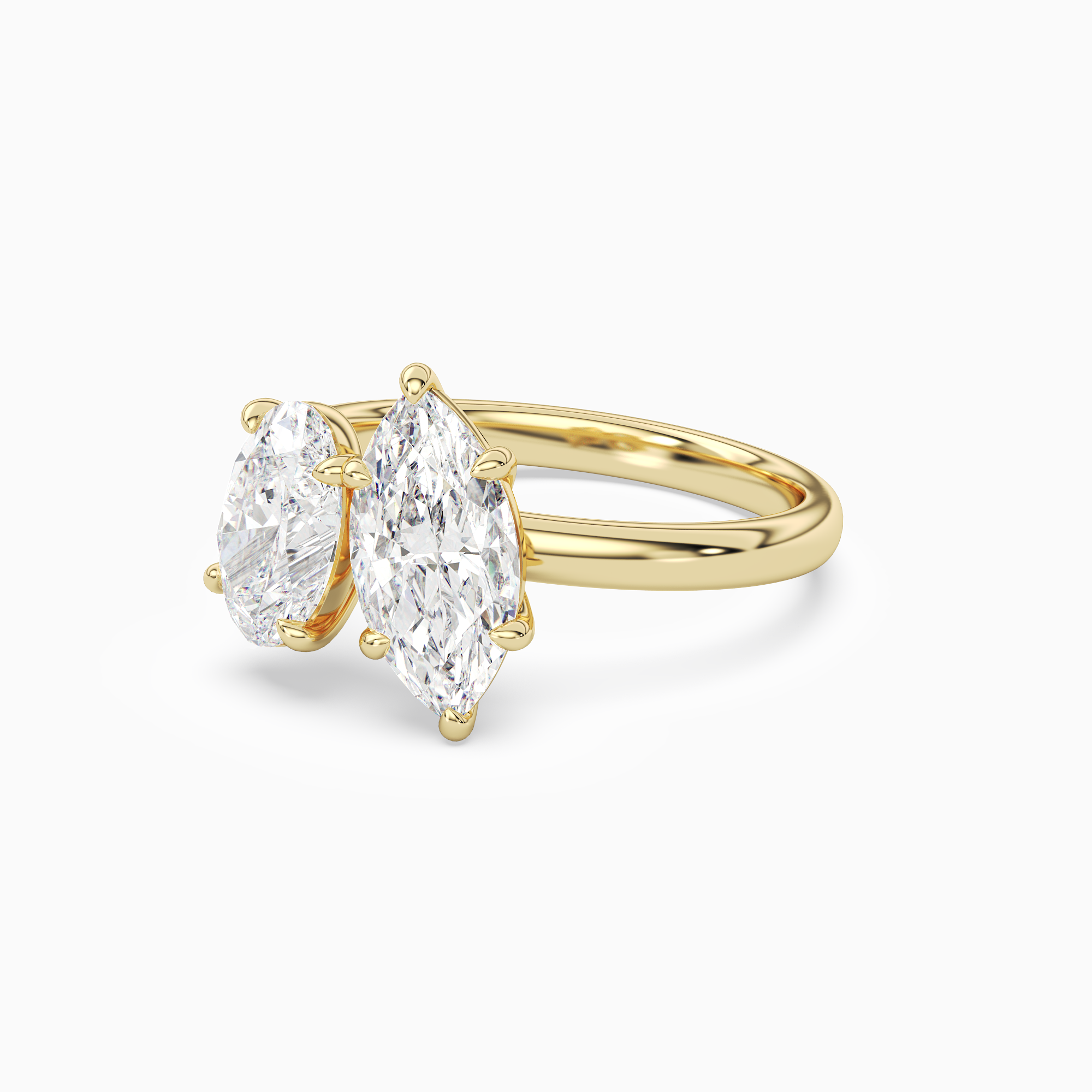 Oval & Marquise Clean Toi Et Moi in 14K Yellow Gold top angle