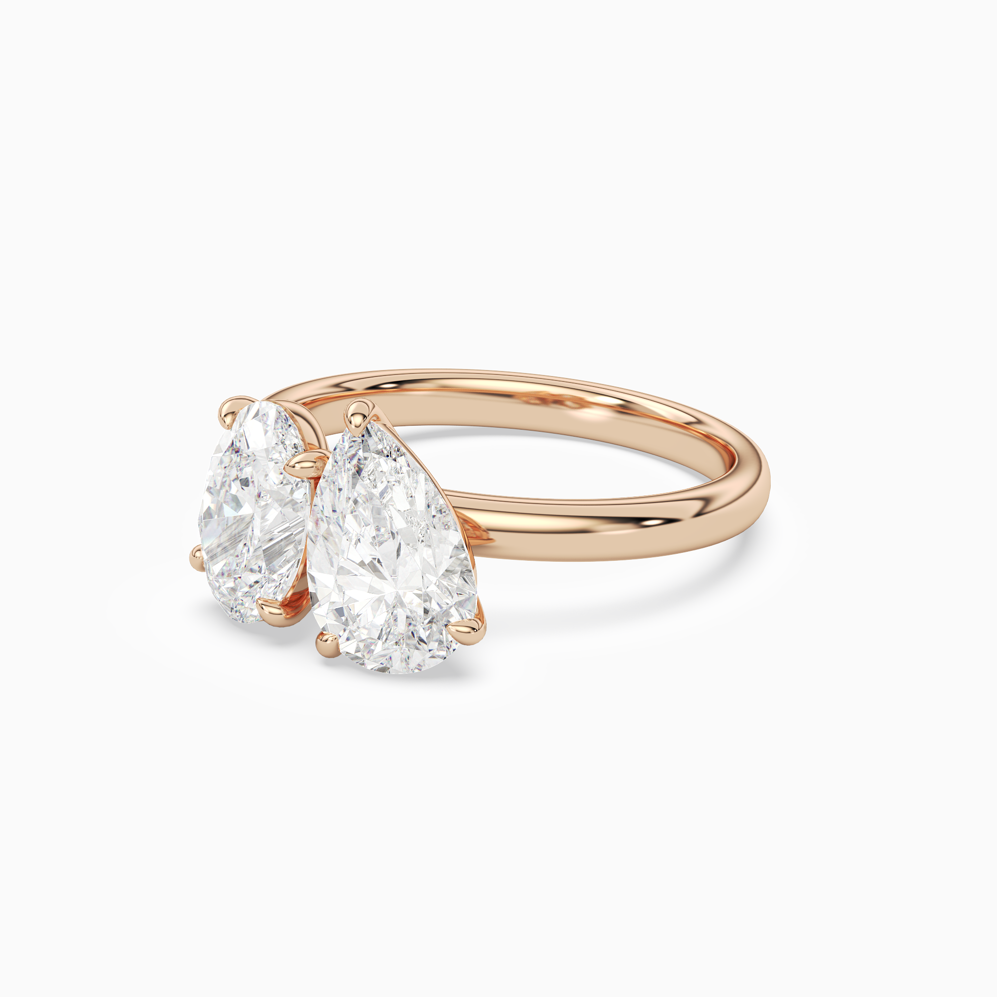 Oval & Pear Clean Toi Et Moi in 14K Rose Gold top angle