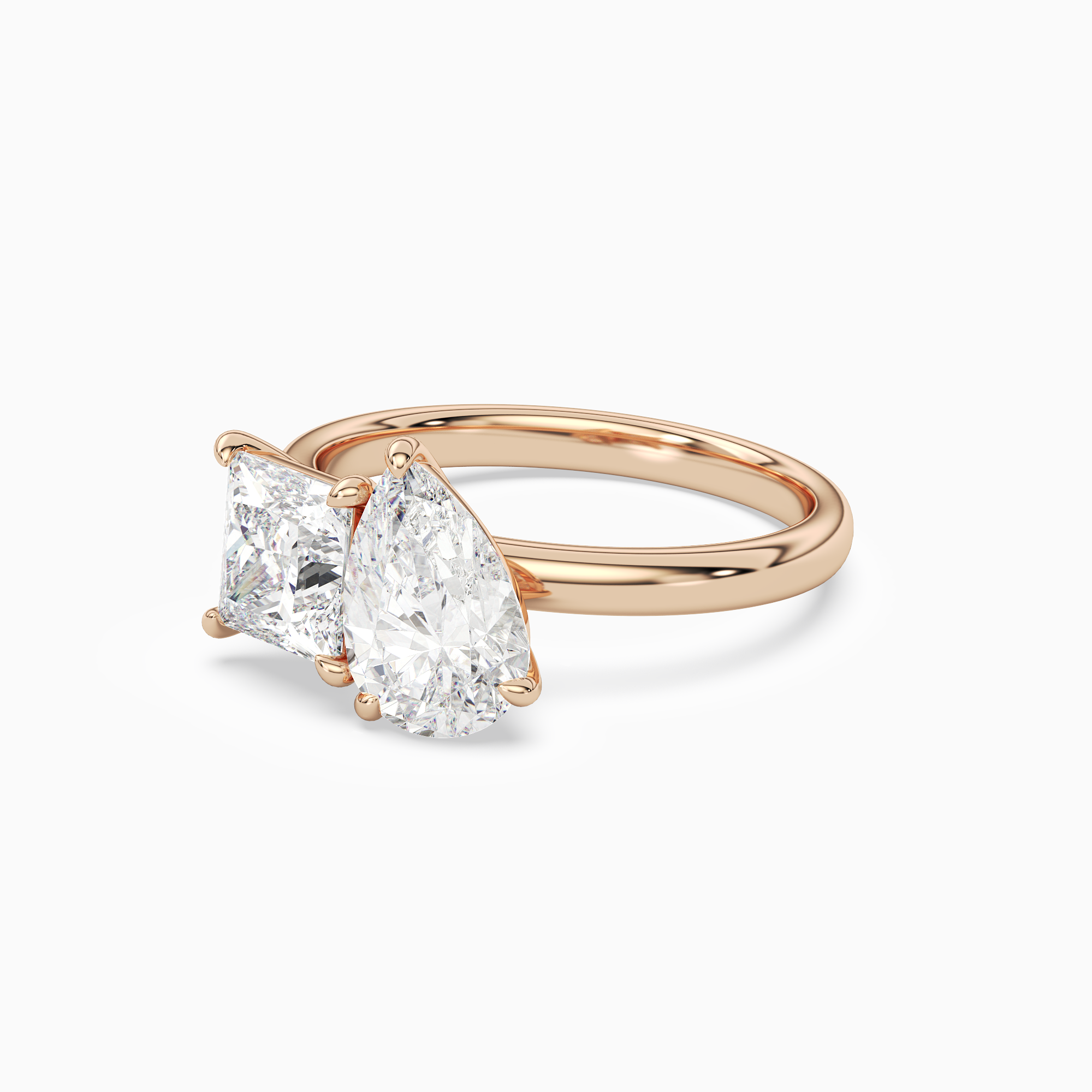 Princess & Pear Clean Toi Et Moi in 14K Rose Gold top angle