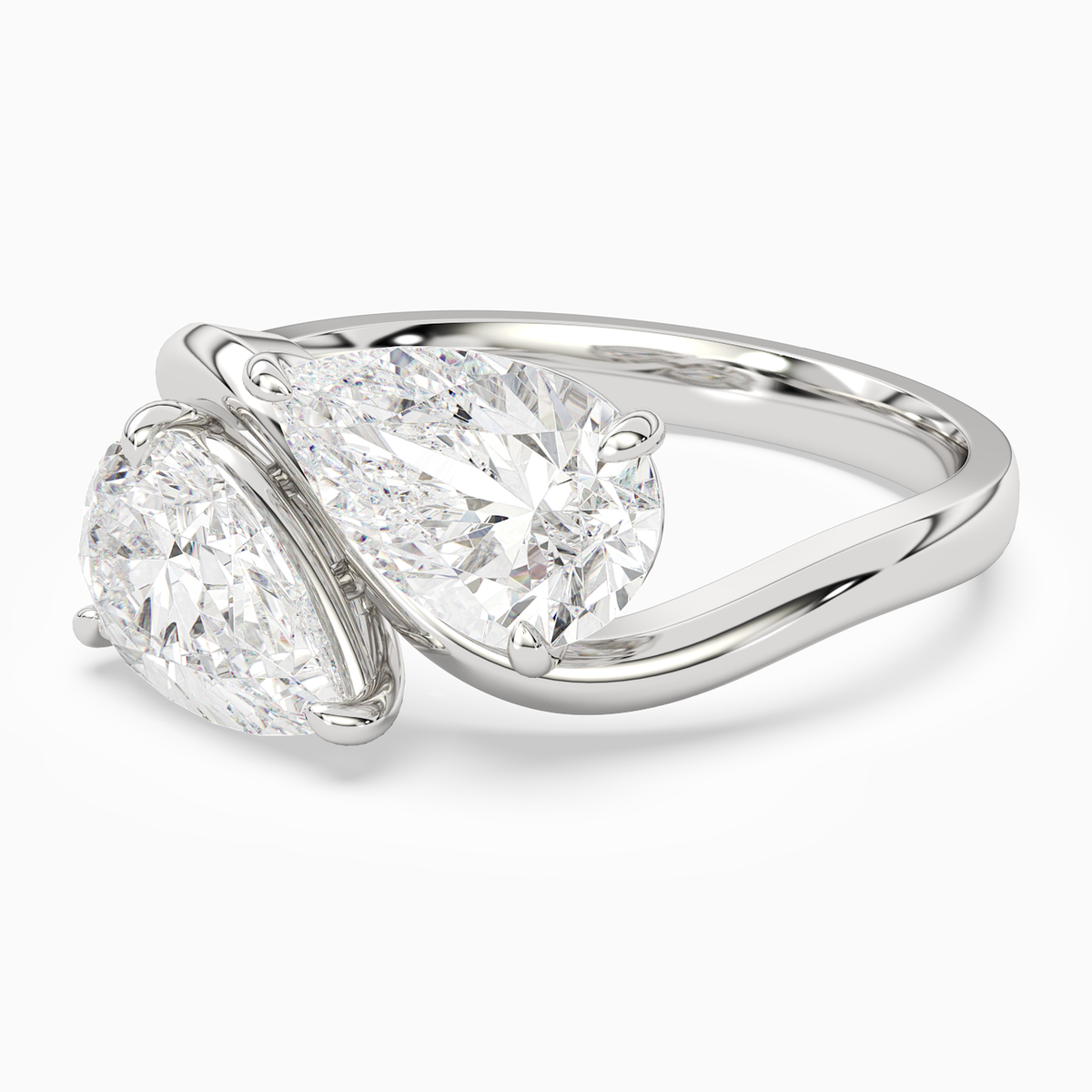 Pear & Pear Crossover Toi Et Moi Plain in 14K White Gold top angle