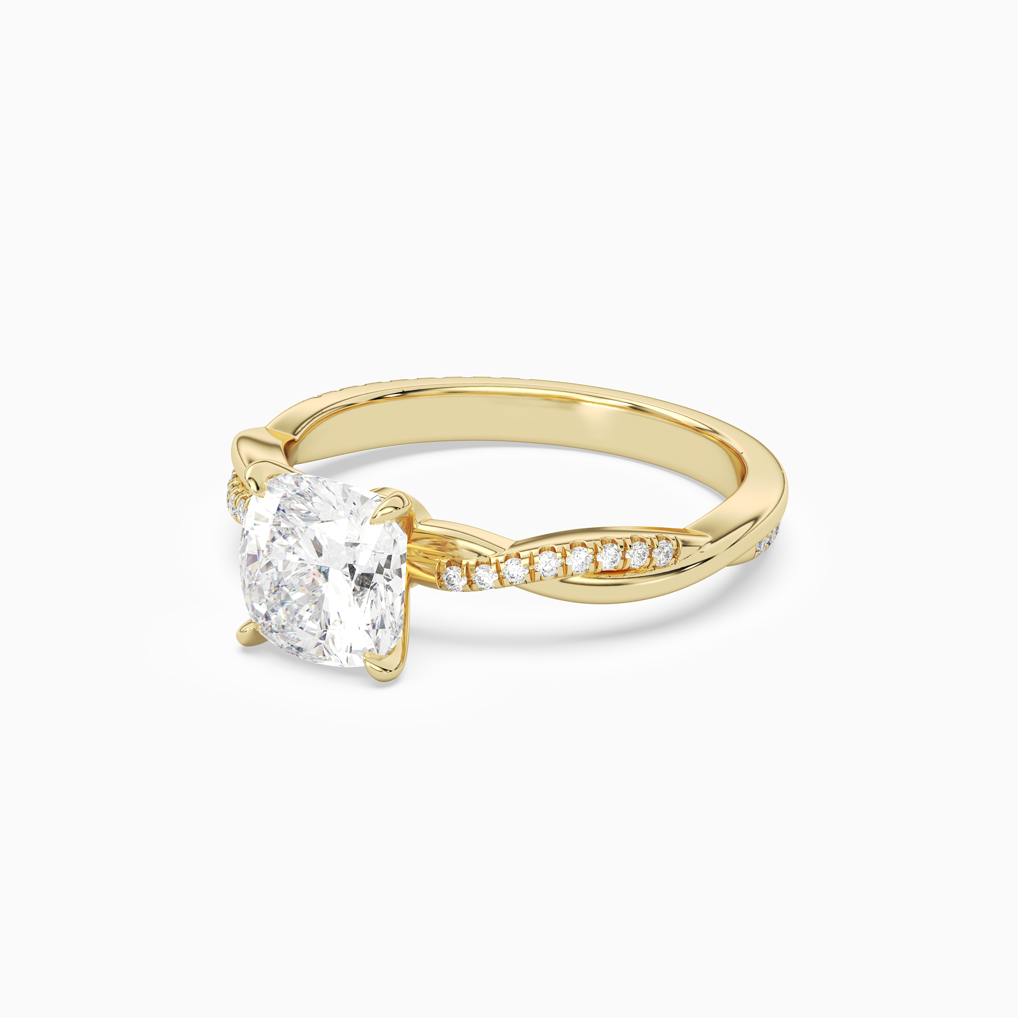 Cushion Twisted Vine Accented in 14K Yellow Gold top angle