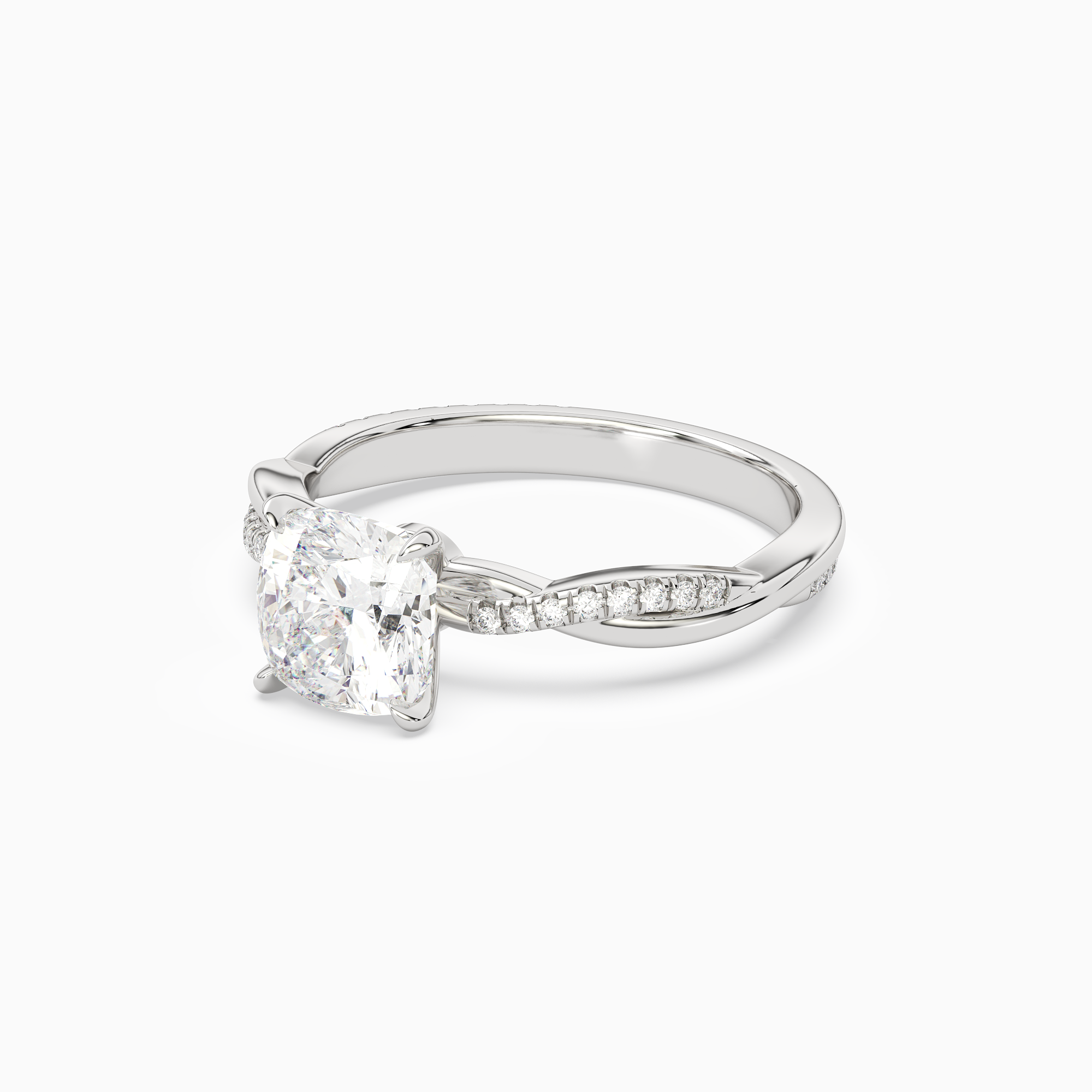 Cushion Twisted Vine Accented in 18K White Gold top angle