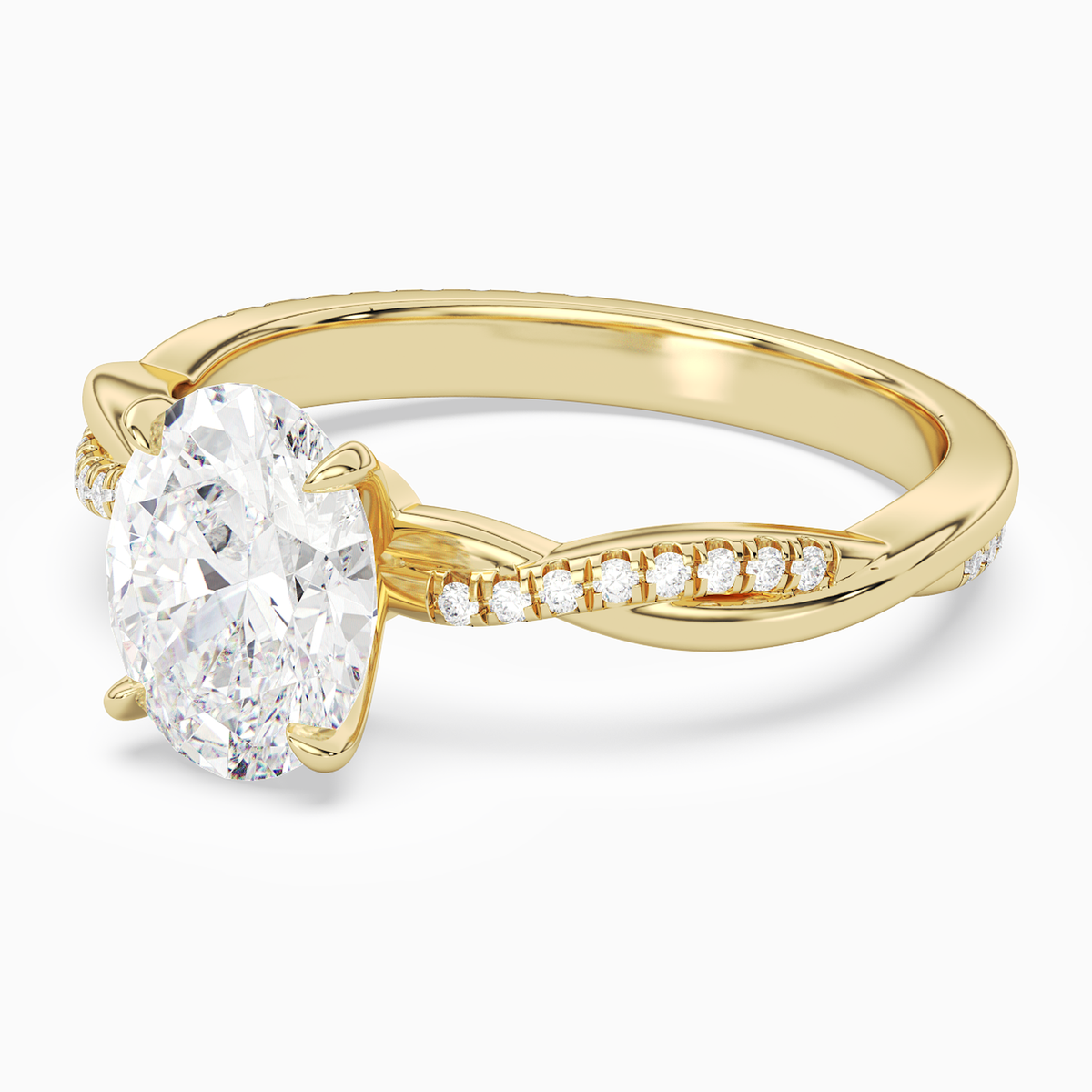 Oval Twisted Vine Accented in 14K Yellow Gold top angle